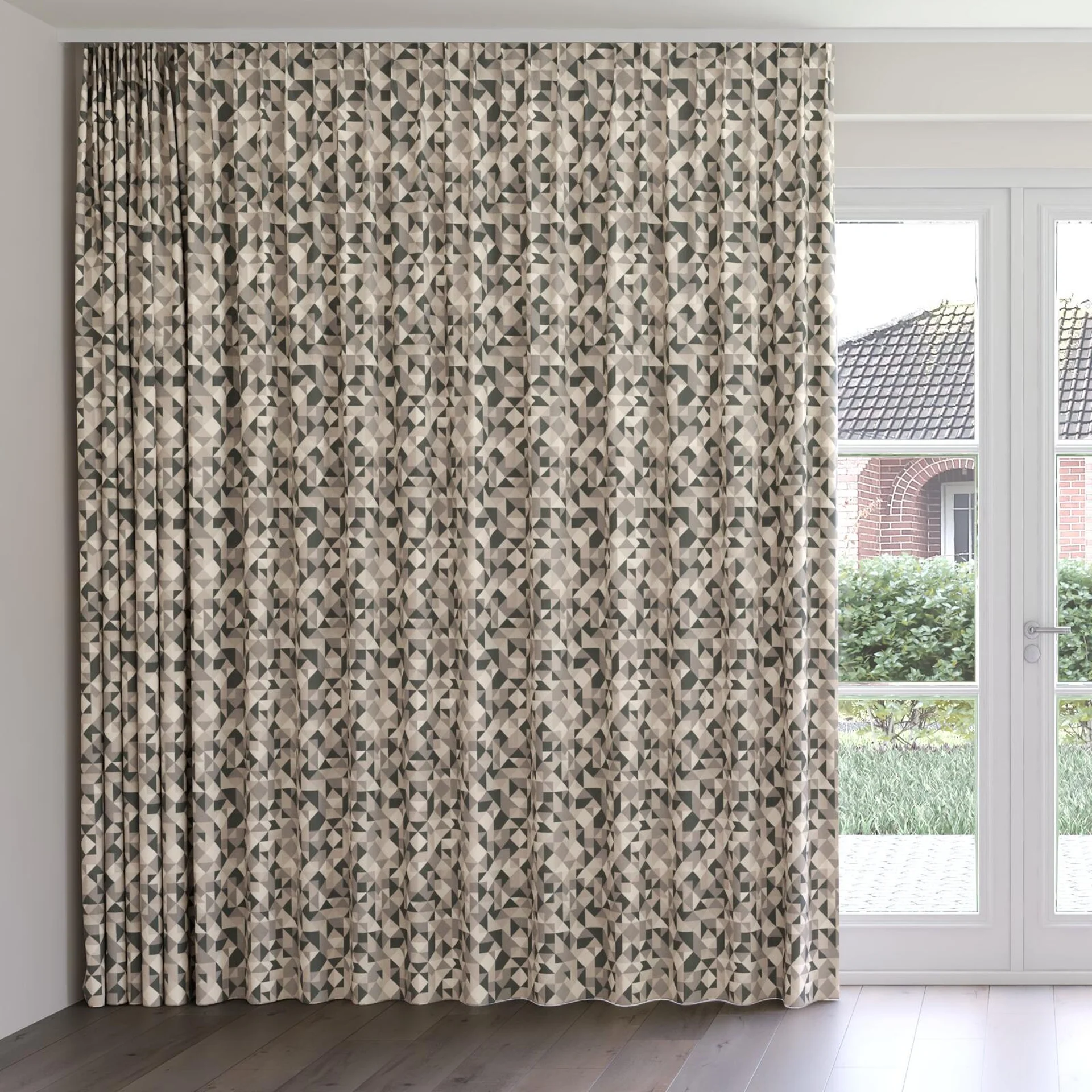Front view of Junko Sesame, on curtain rail