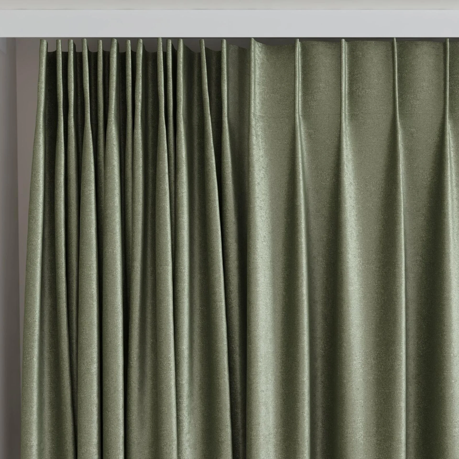 Top view of Recharge Sage, on curtain rail