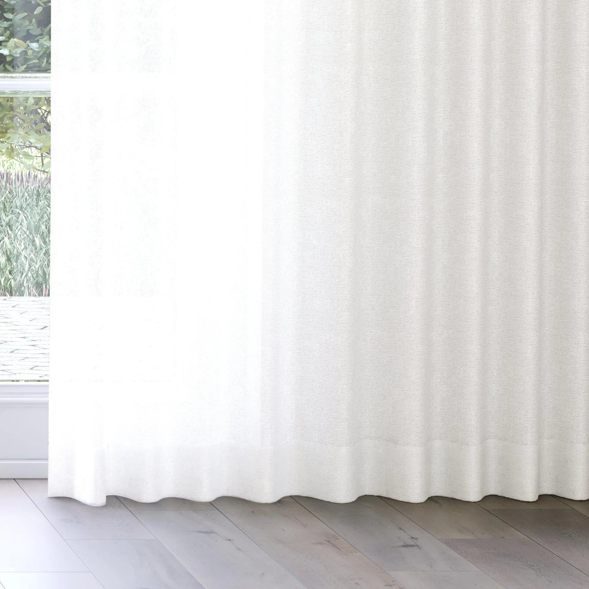 Bottom view of Mindful Natural, on curtain rail