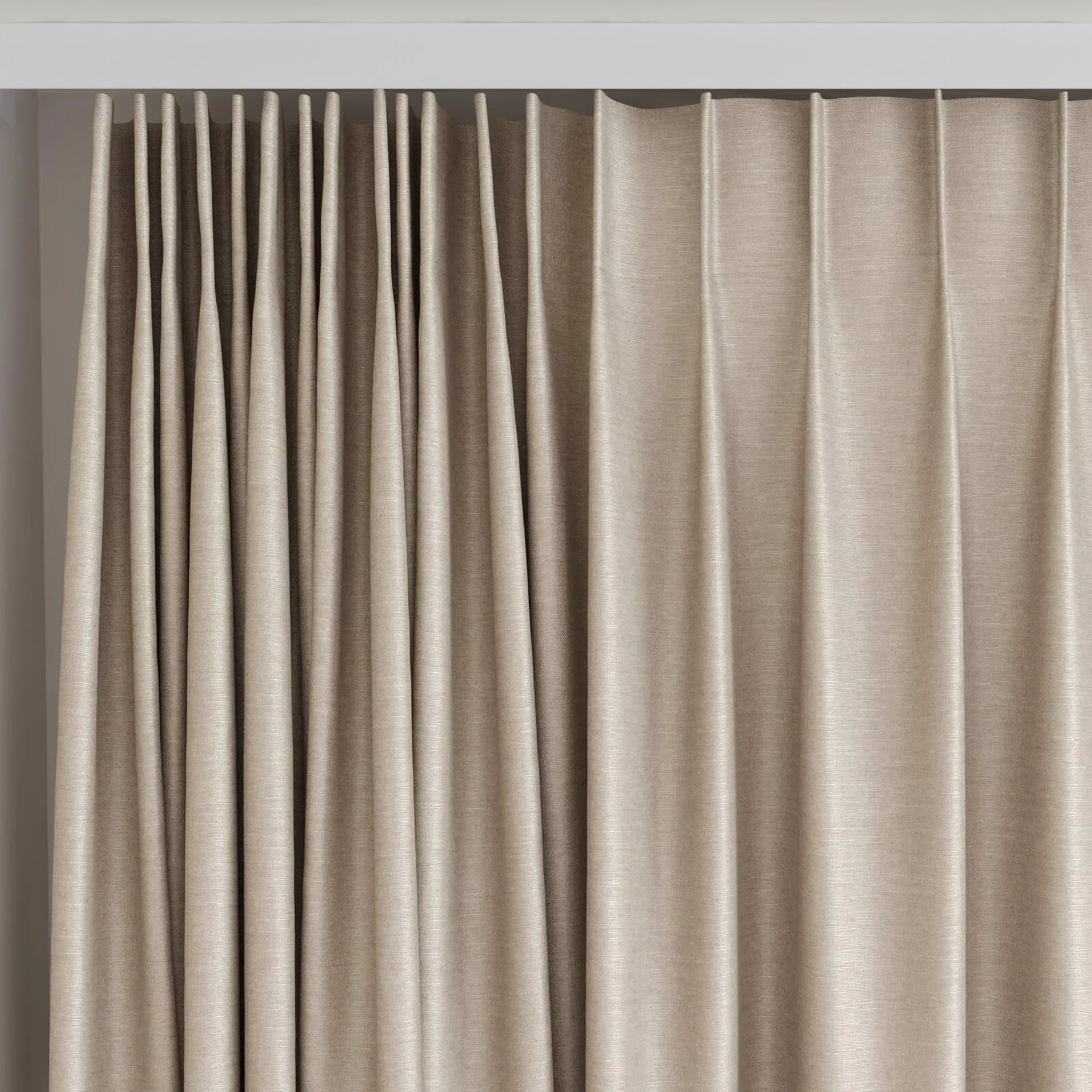 Top view of Provence Linen, on curtain rail