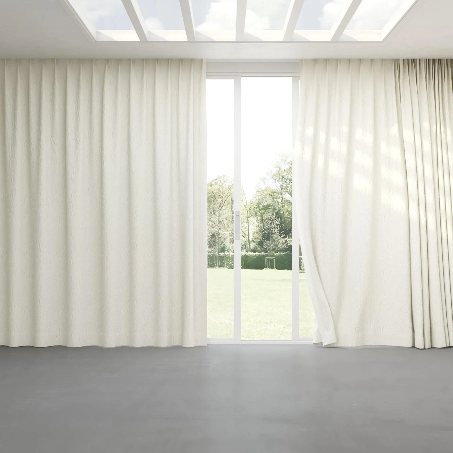Full view of Juleste Sesame, pinch pleat