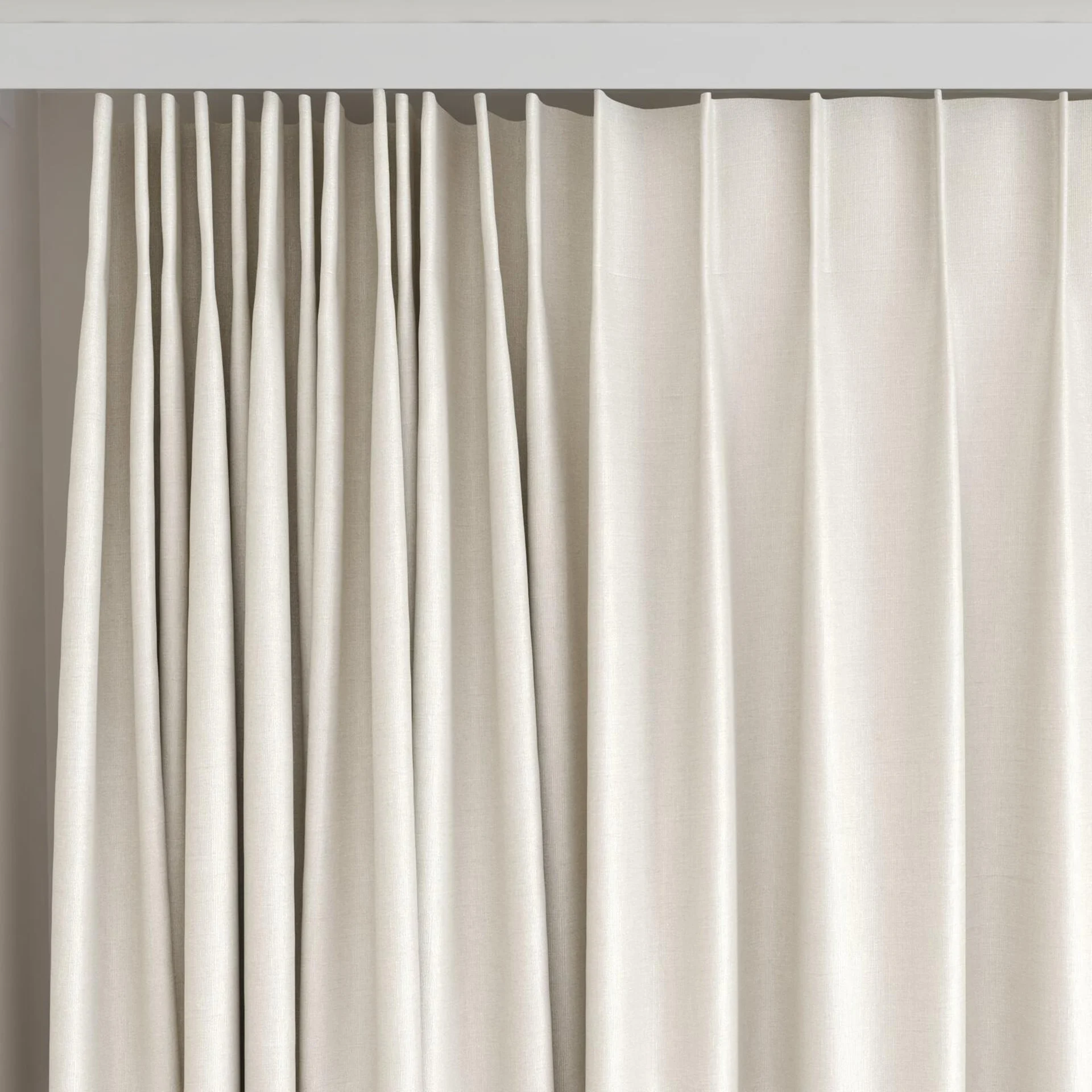 Top view of Bavaria Ivory, on curtain rail