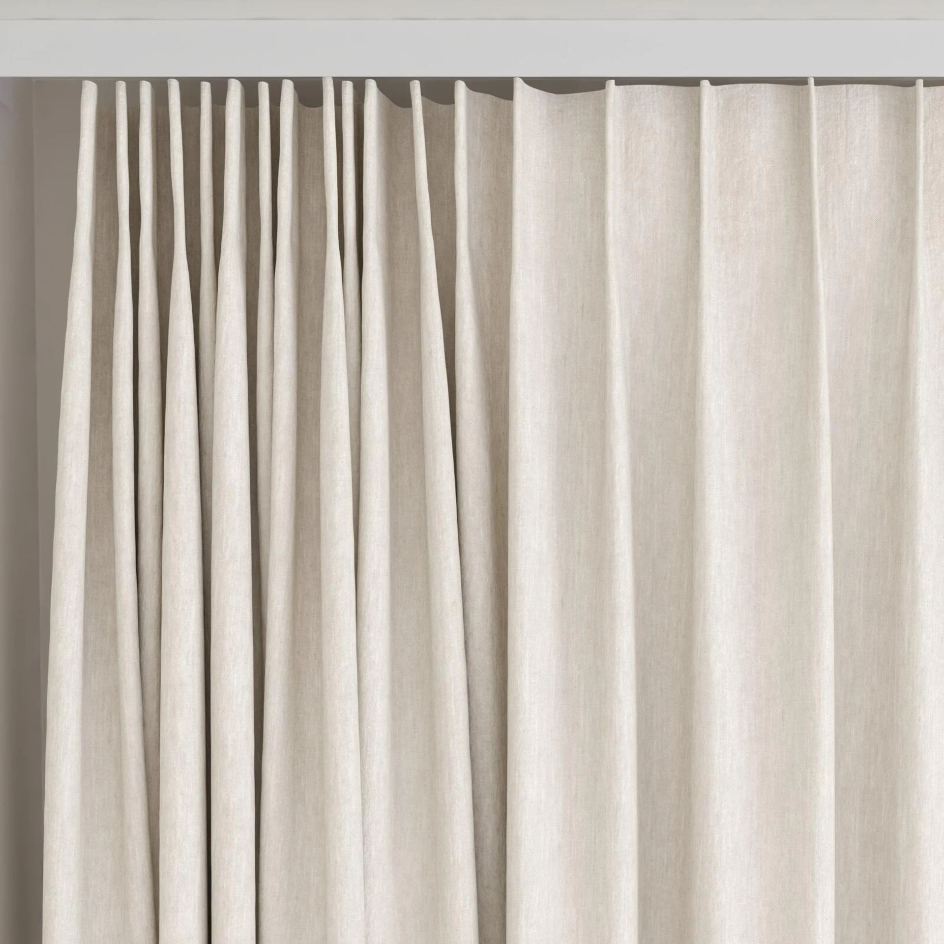 Top view of Obi Stonewash Driftwood, on curtain rail