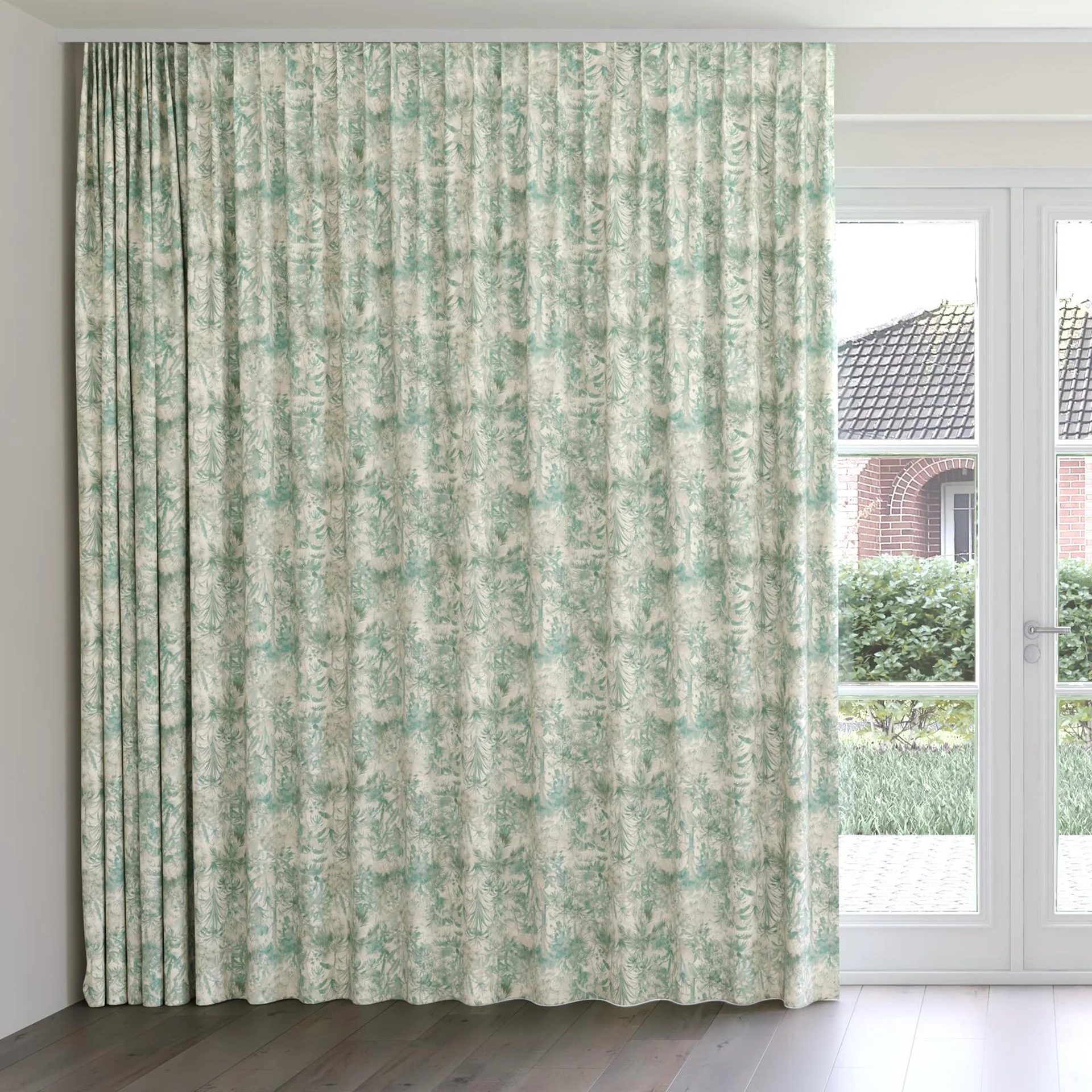 Front view of Arum Jade, on curtain rail