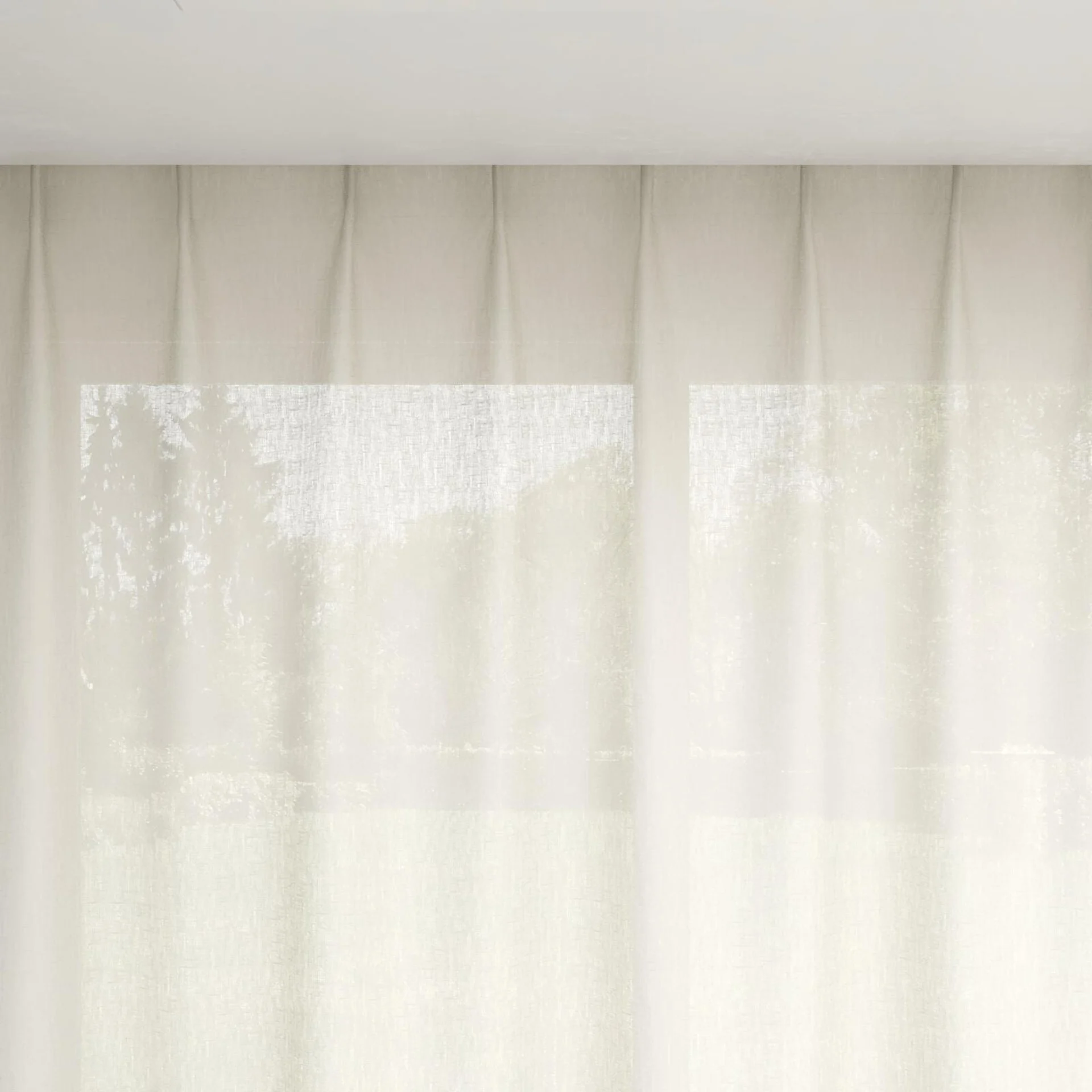 Top view of Linen Natural, pinch pleat