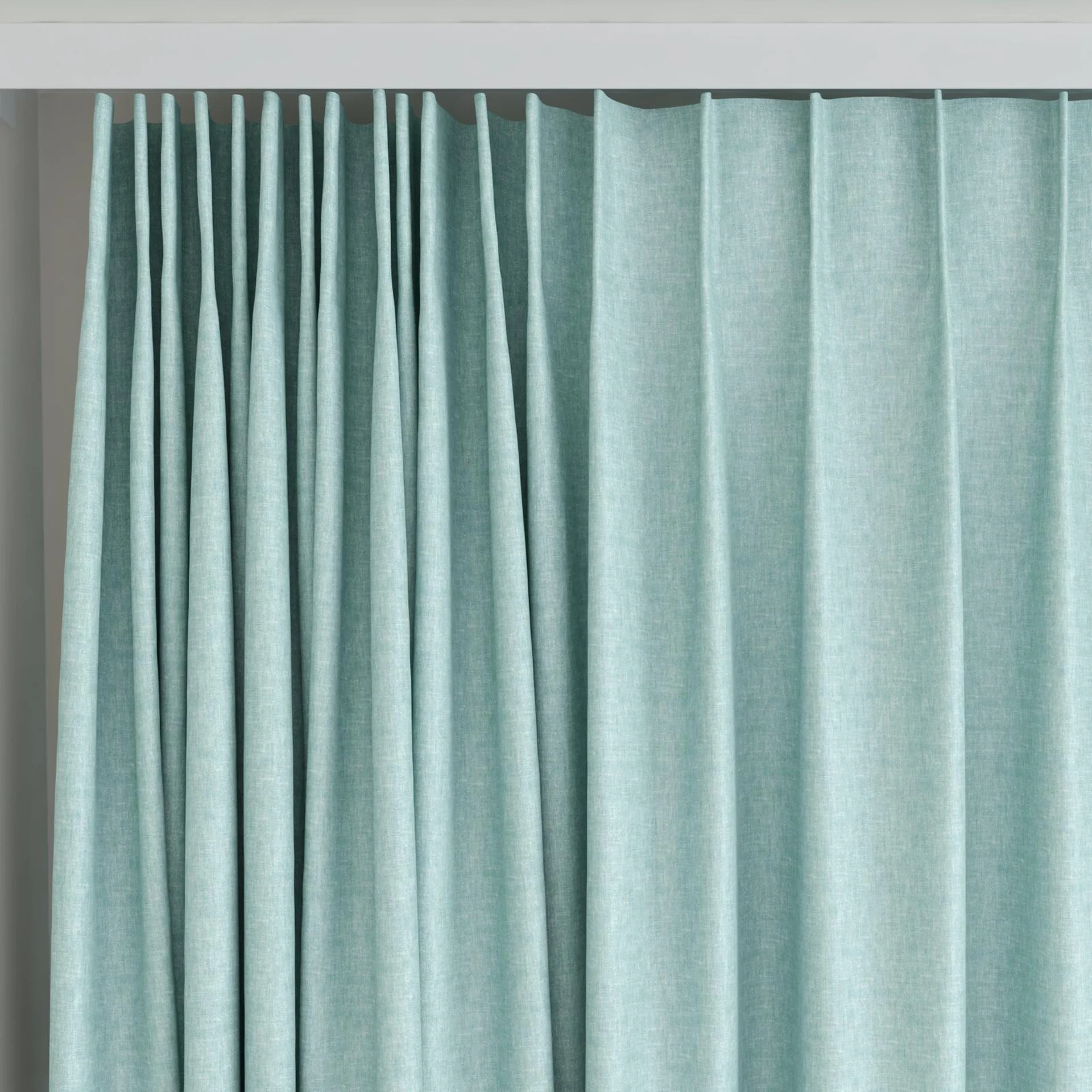 Top view of Hometown Enamel, on curtain rail