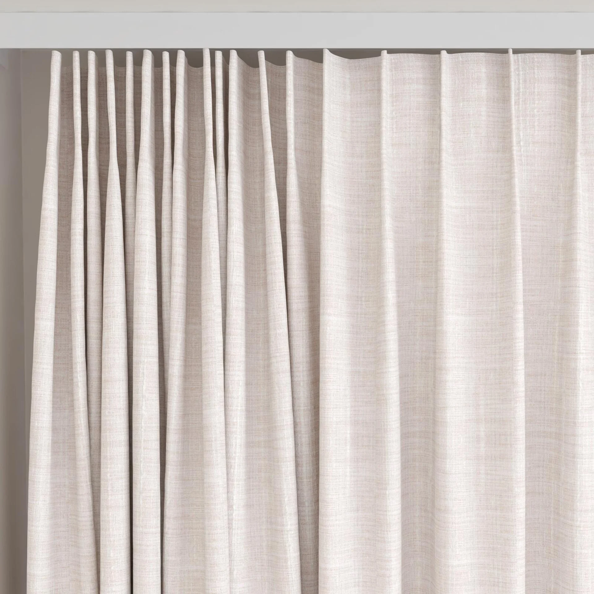 Top view of Iconic Ivory, on curtain rail