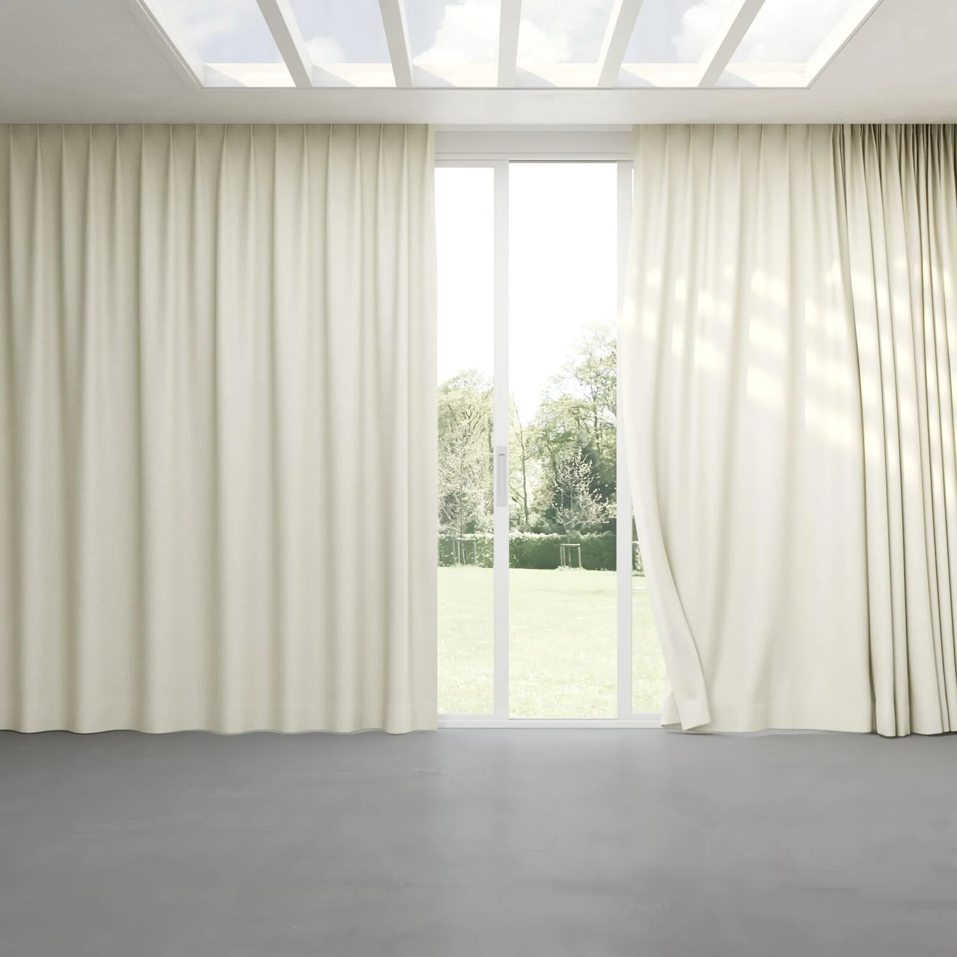 Full view of Cushy Wool, pinch pleat