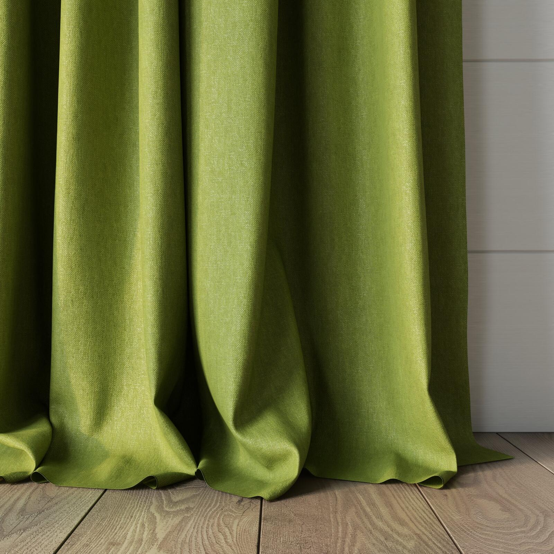 Bottom view of Rover Lettuce, puddled, on curtain rod