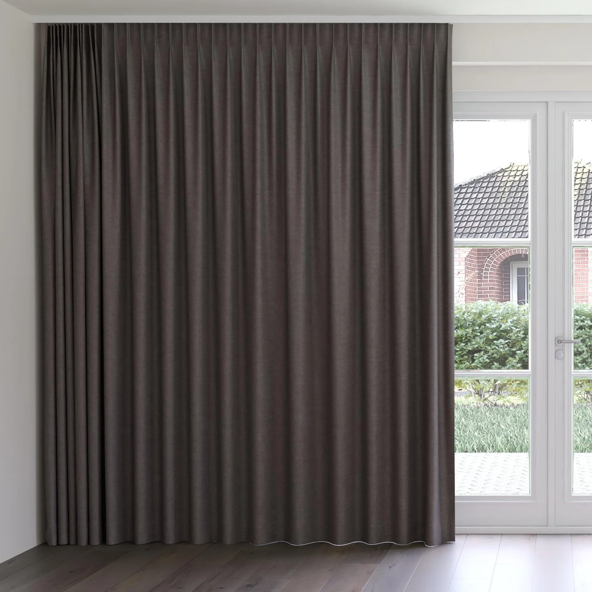 Front view of Colourwash Rabbit, on curtain rail