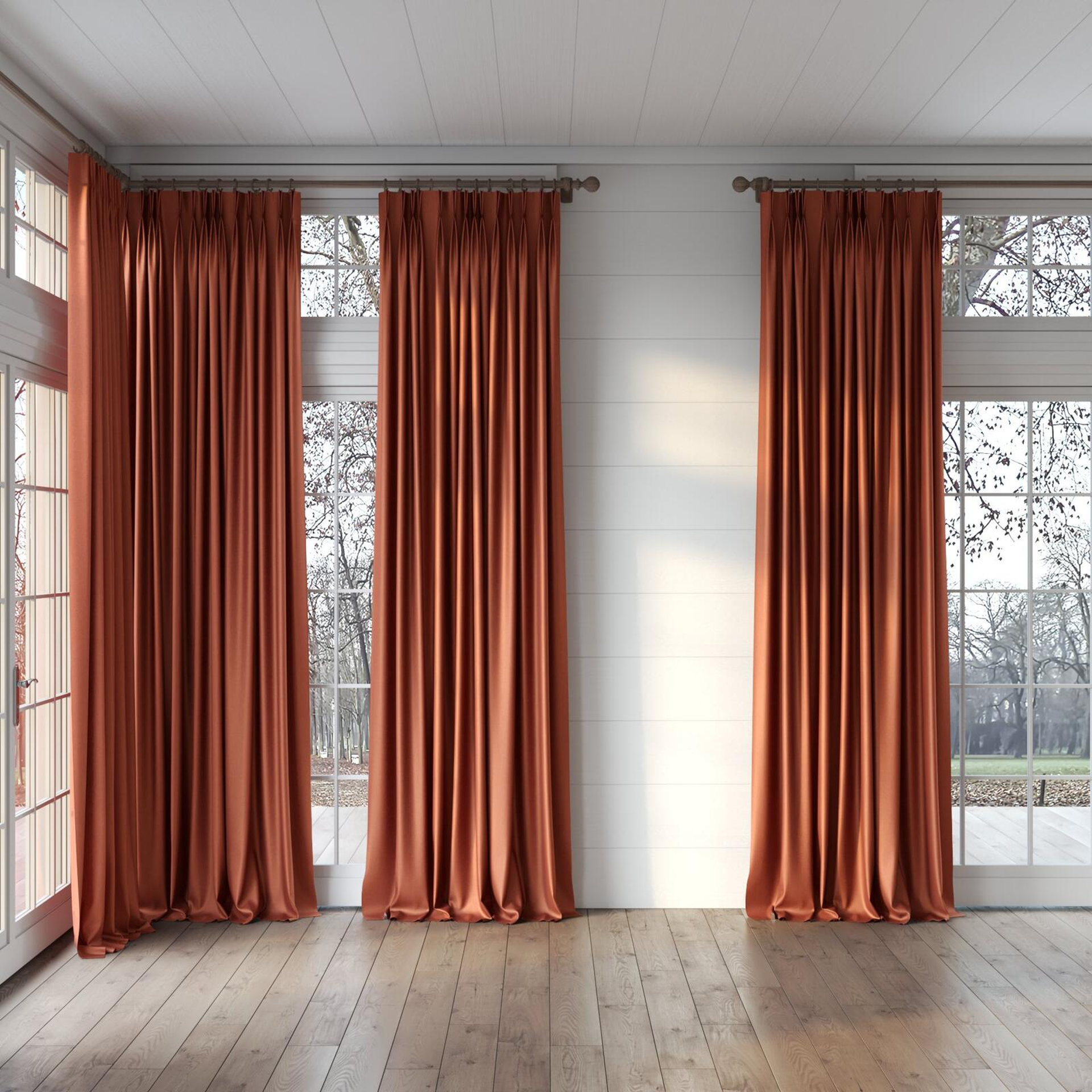 Full view of Matrix Canyon, puddled, on curtain rod