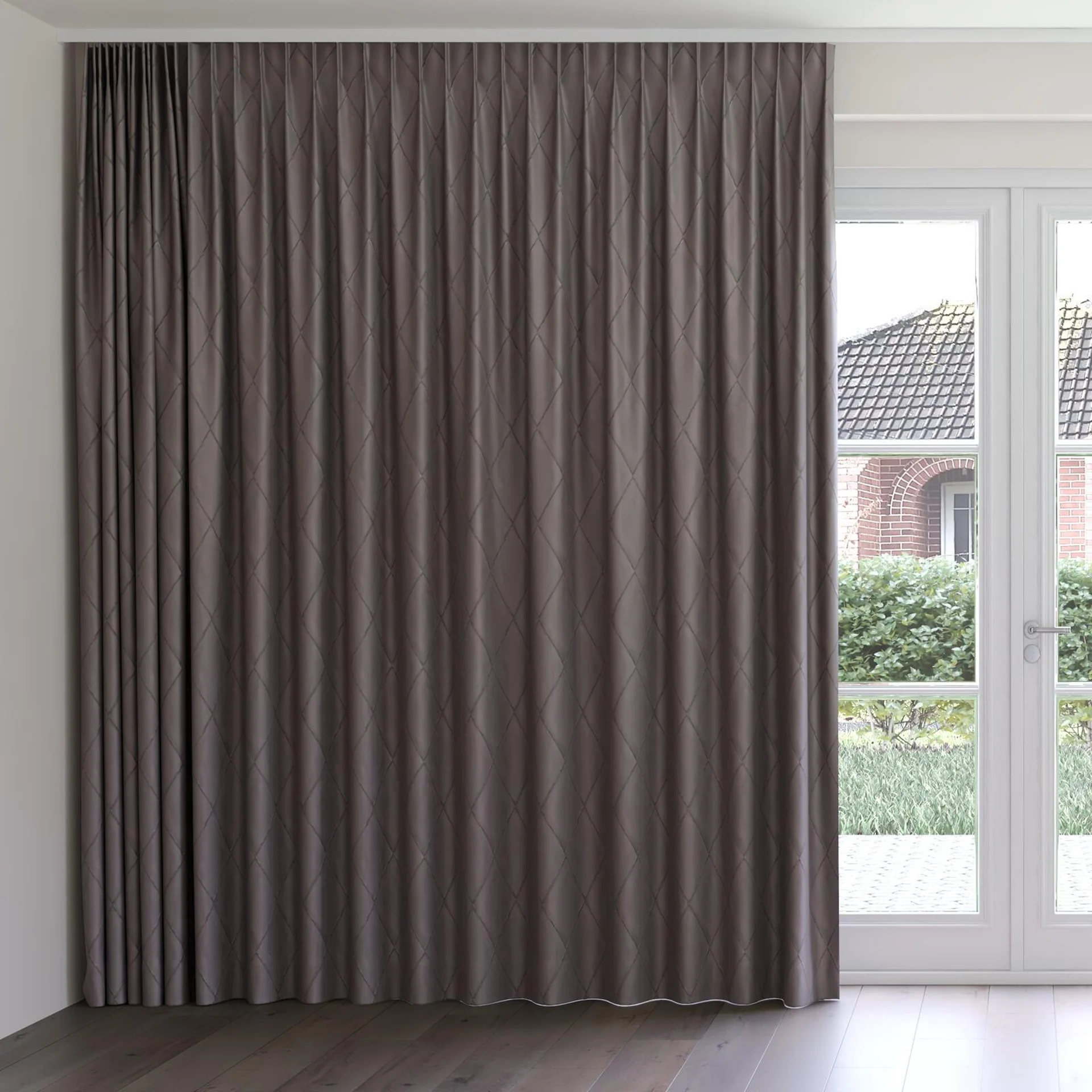 Front view of Deity Quartz, on curtain rail