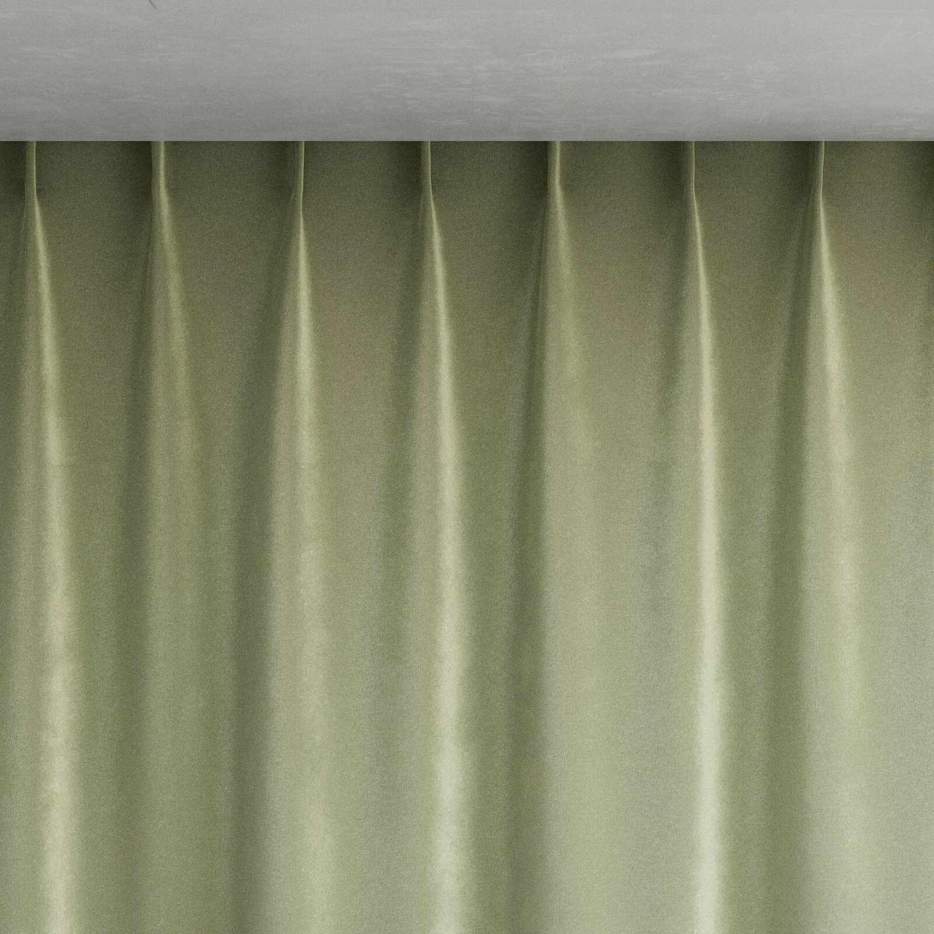 Top view of Velvelux Pistachio, pinch pleat