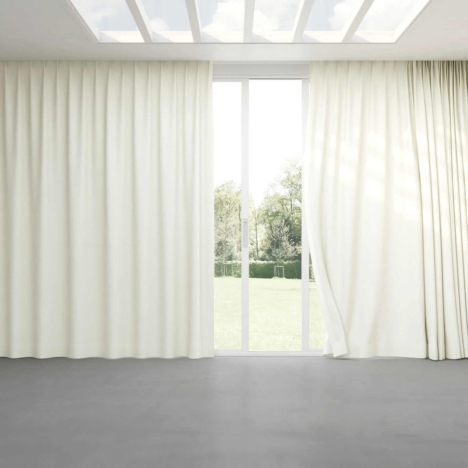 Full view of Cushy Pearl, pinch pleat