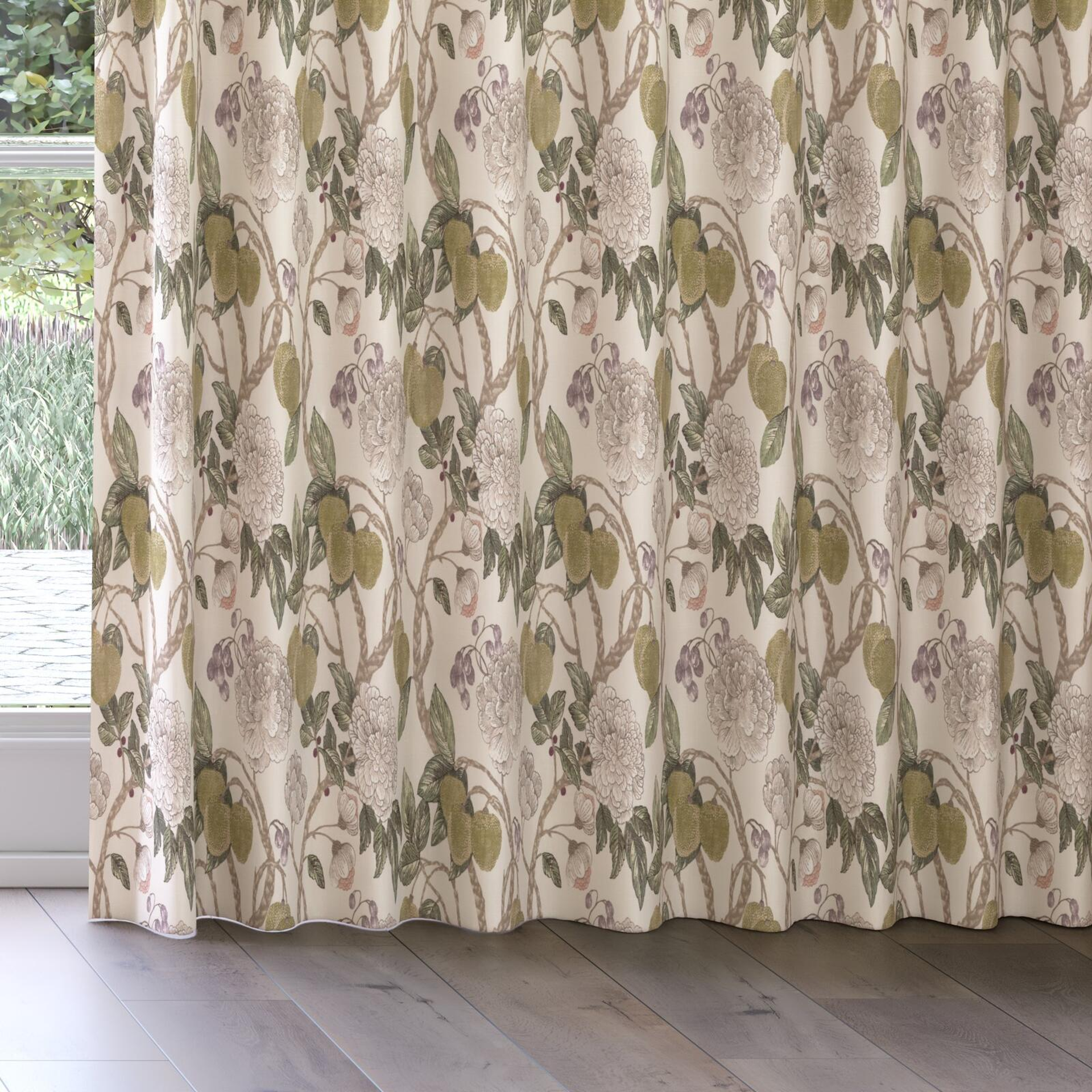 Bottom view of Valencia Verdigris, on curtain rail