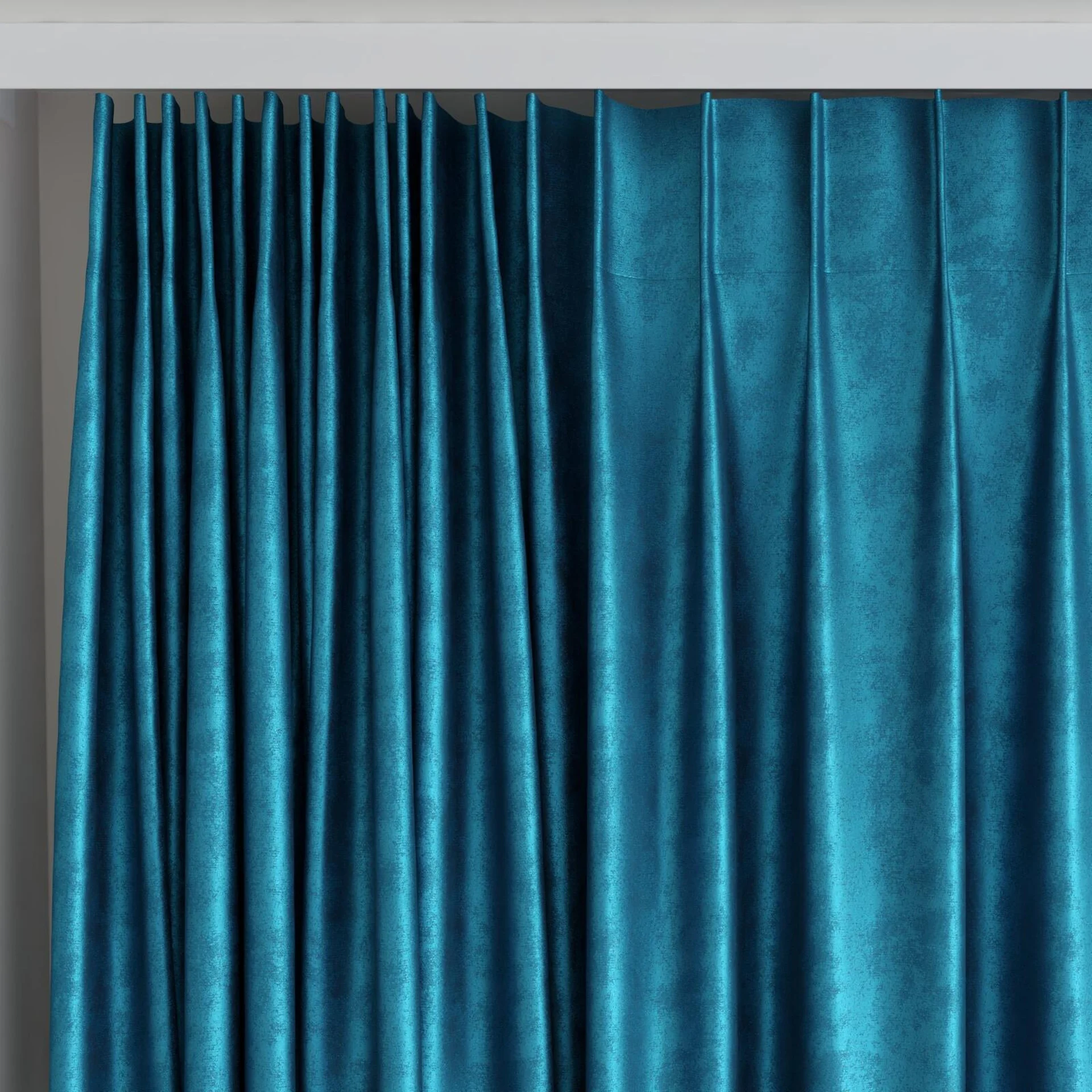 Top view of Fizz Spruce, on curtain rail