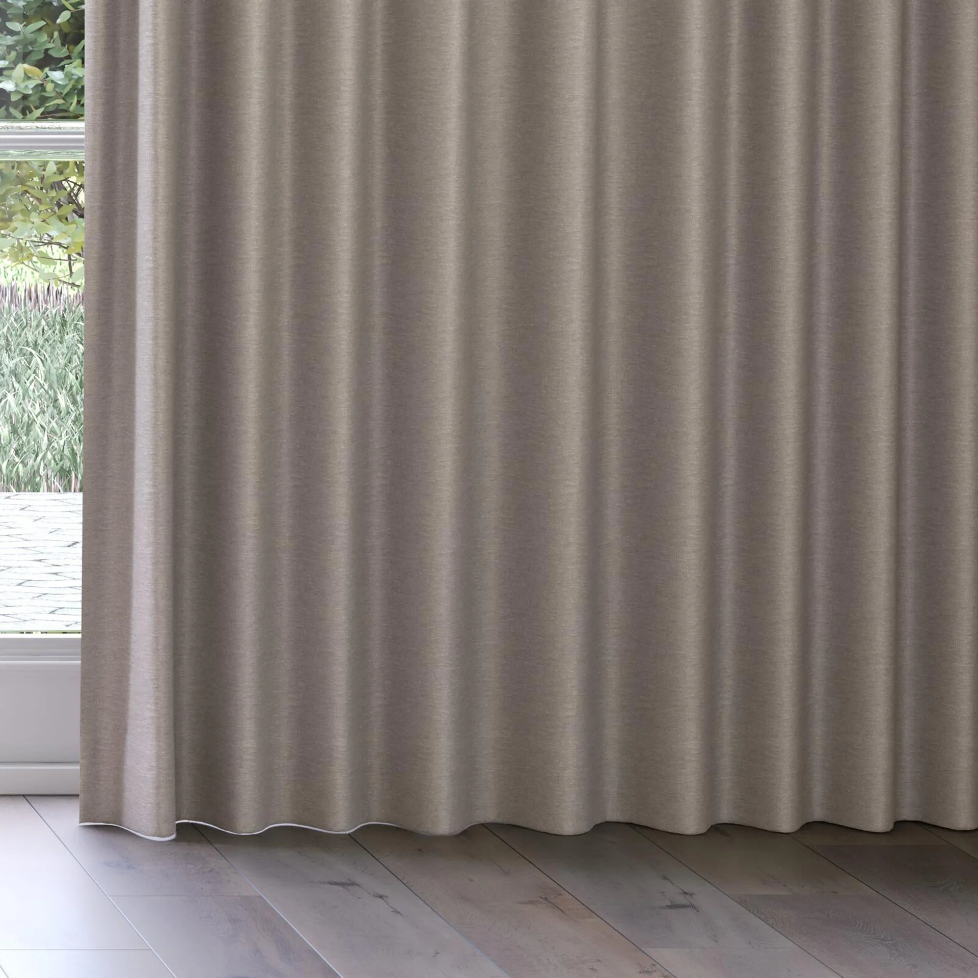 Bottom view of Colourwash Eco Flint, on curtain rail