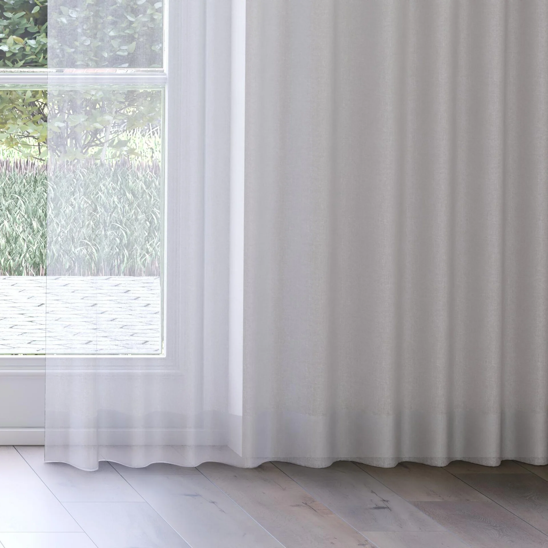Bottom view of Graceful Zinc, on curtain rail