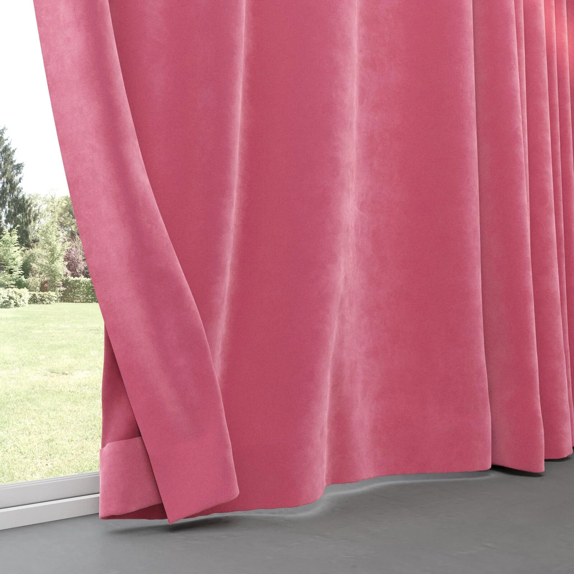 Bottom view of Lux Velvet Carmine 8501, pinch pleat