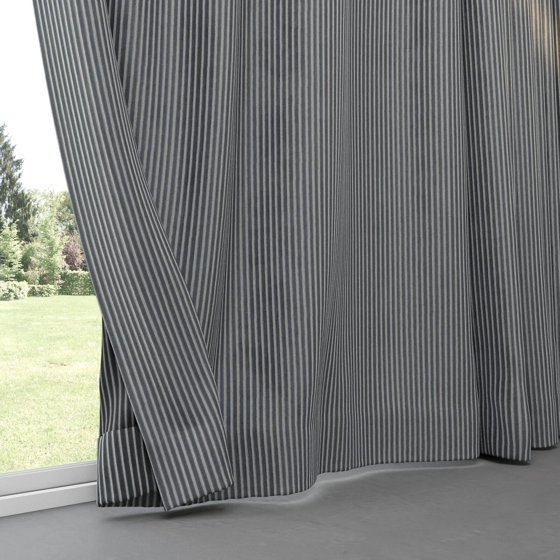 Bottom view of Embrace Charcoal, pinch pleat