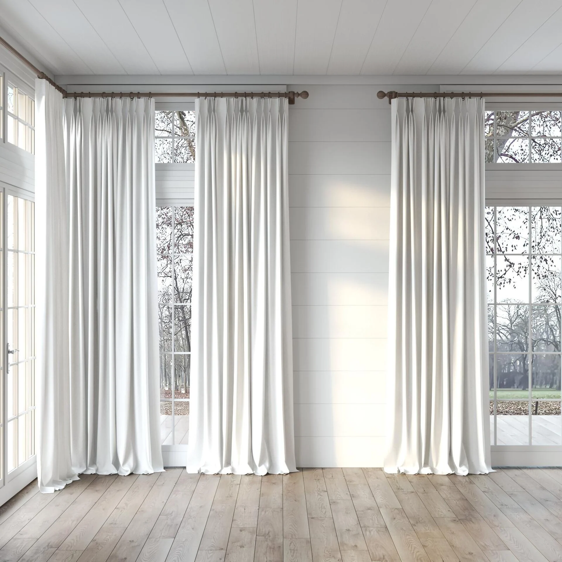 Full view of Borneo Uncoated Ricepaper, puddled, on curtain rod