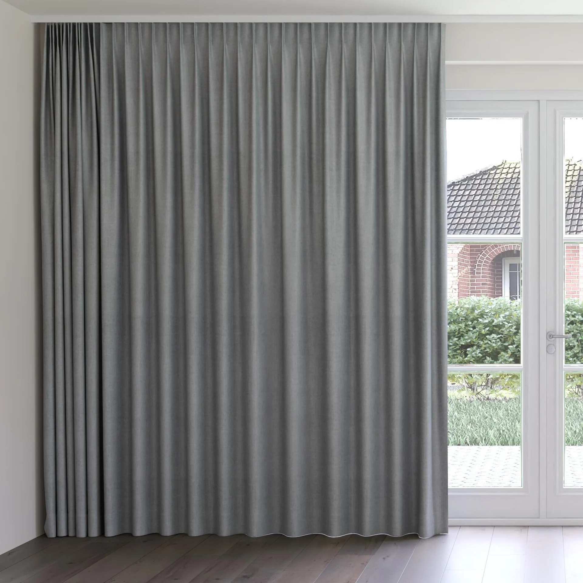 Front view of Monterey Drizzle, on curtain rail