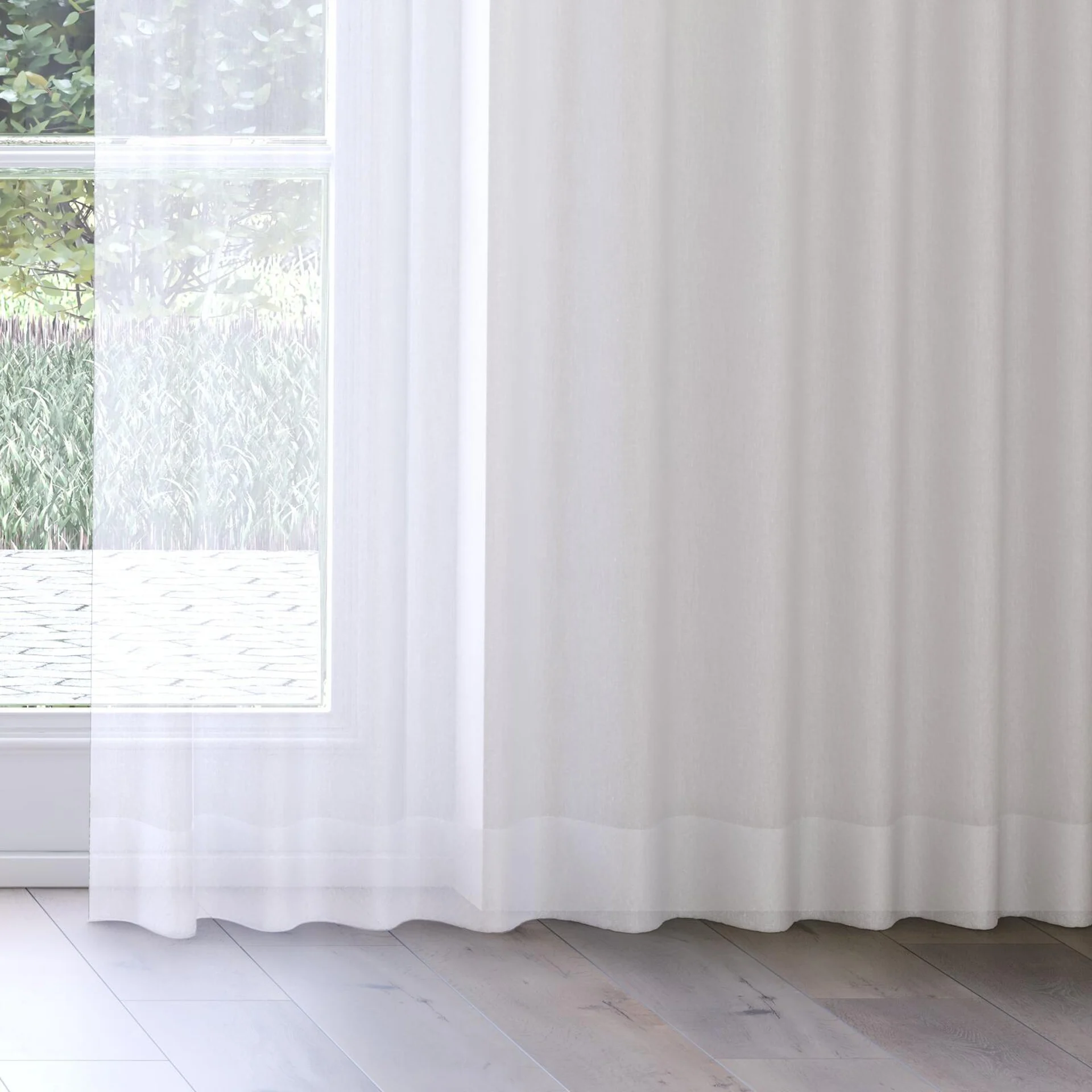 Bottom view of Selene Cotton, on curtain rail