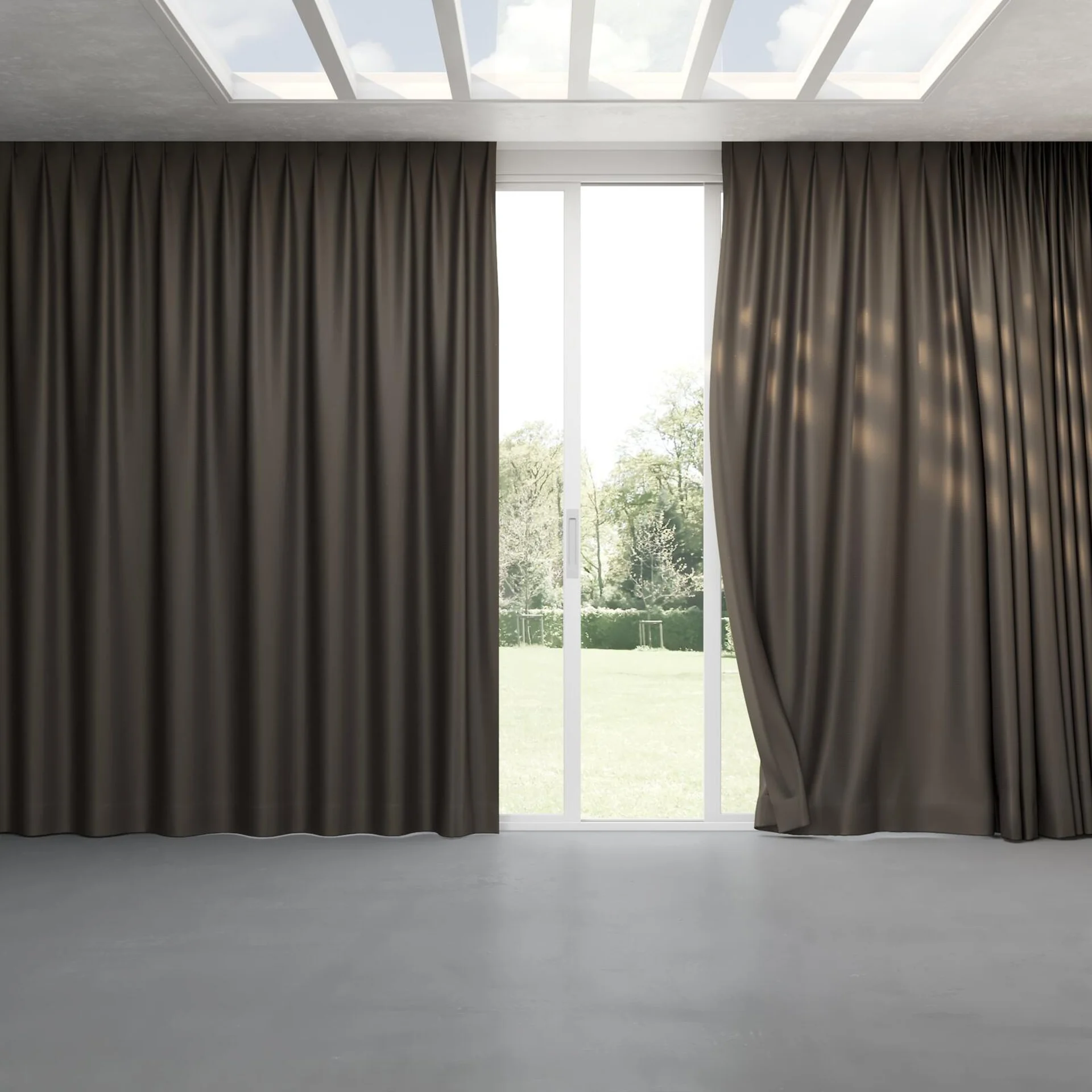 Full view of Kennedy II Blackout Teak, pinch pleat