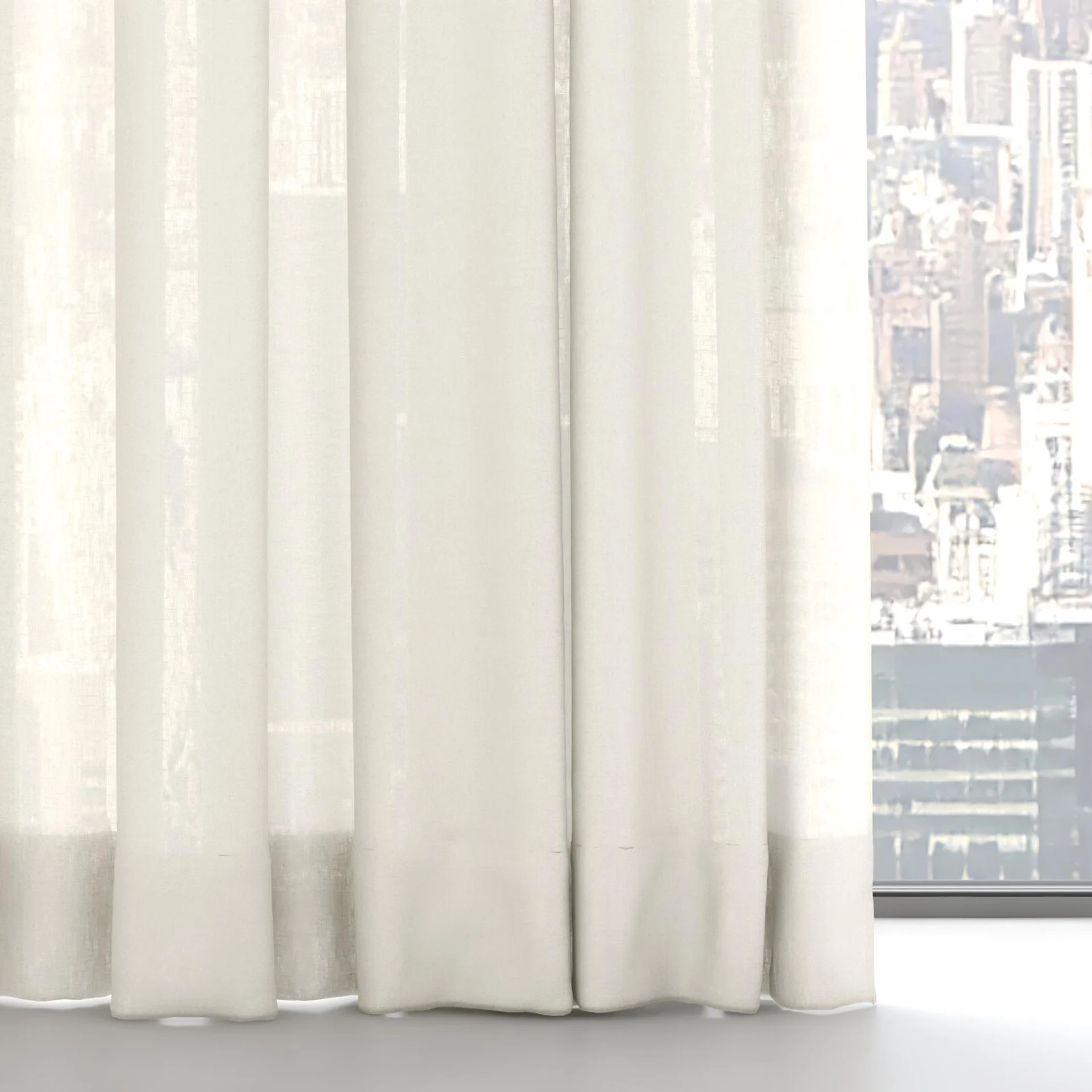 Bottom view of Linen Natural, on hidden rail