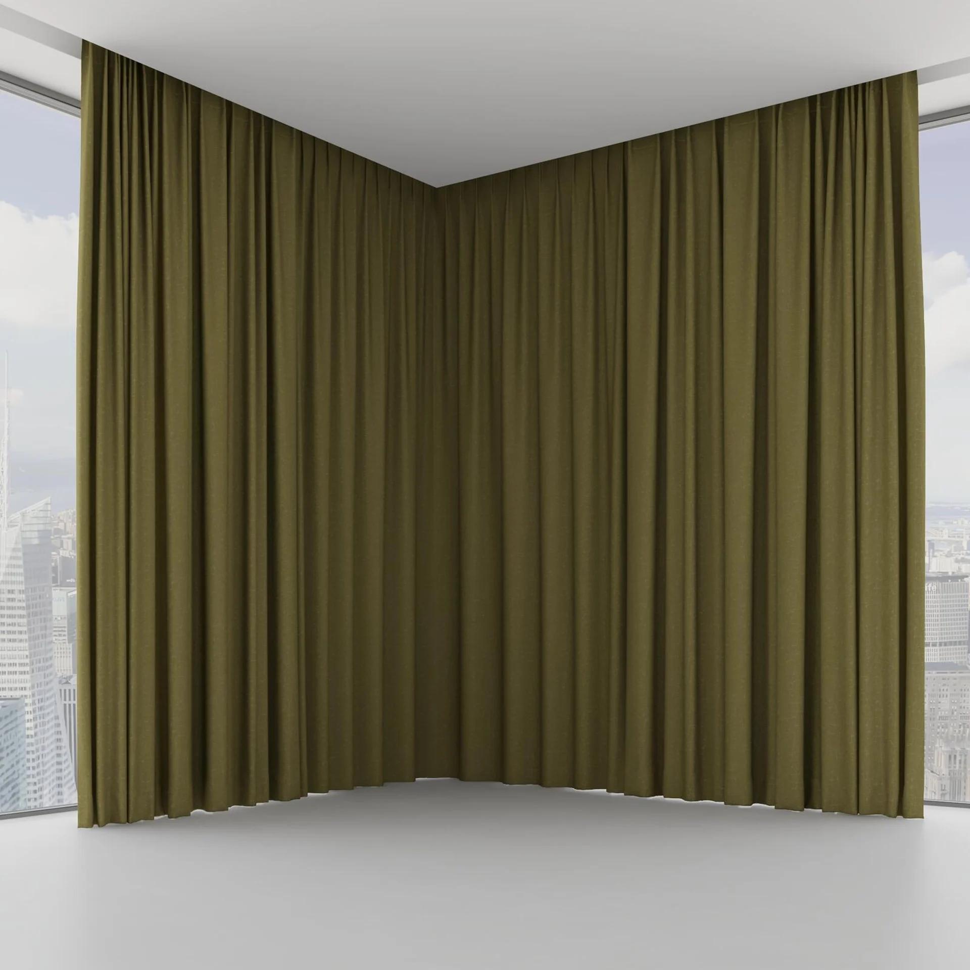 Front view of Coverlet Hunter, on hidden rail