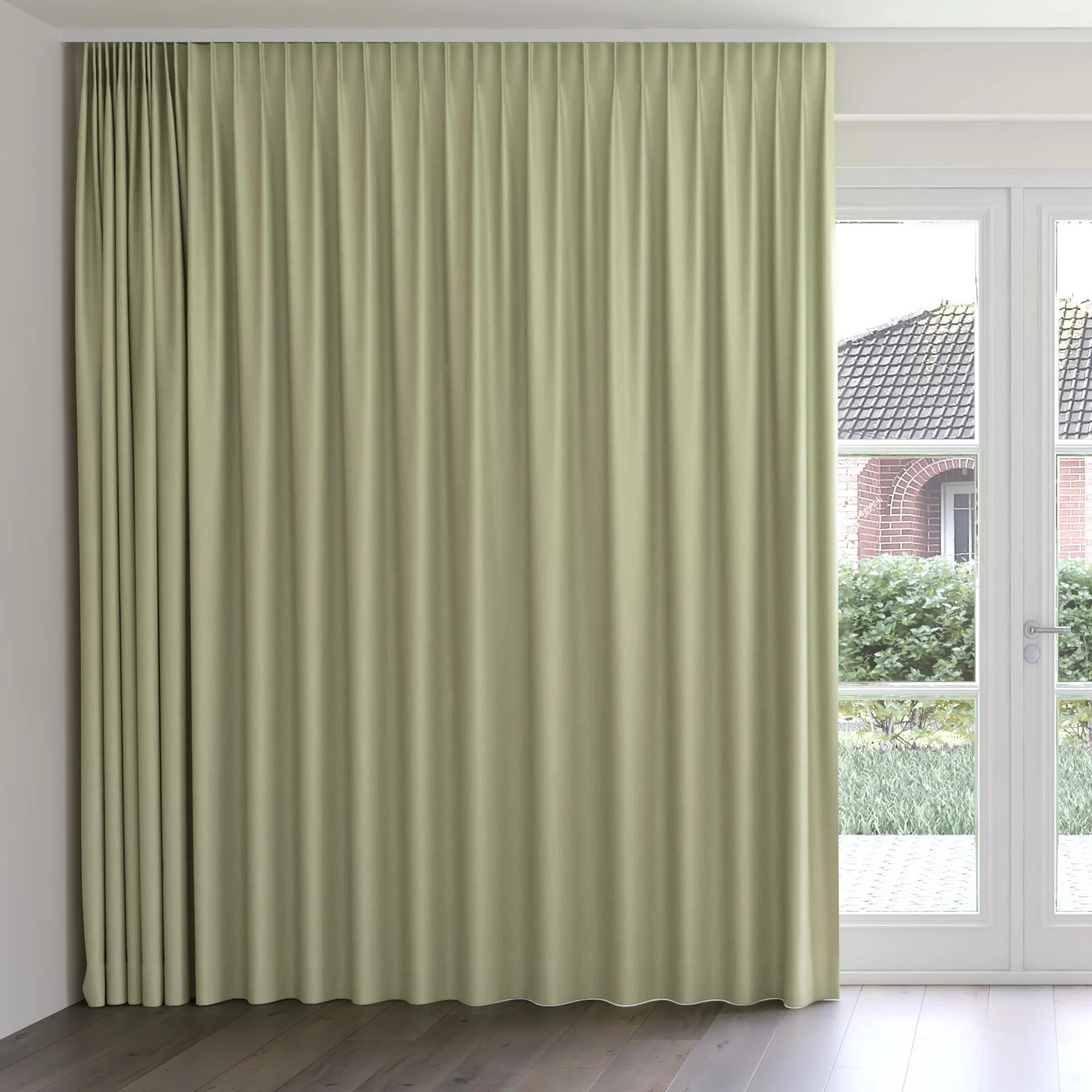 Front view of Excel Pear, on curtain rail