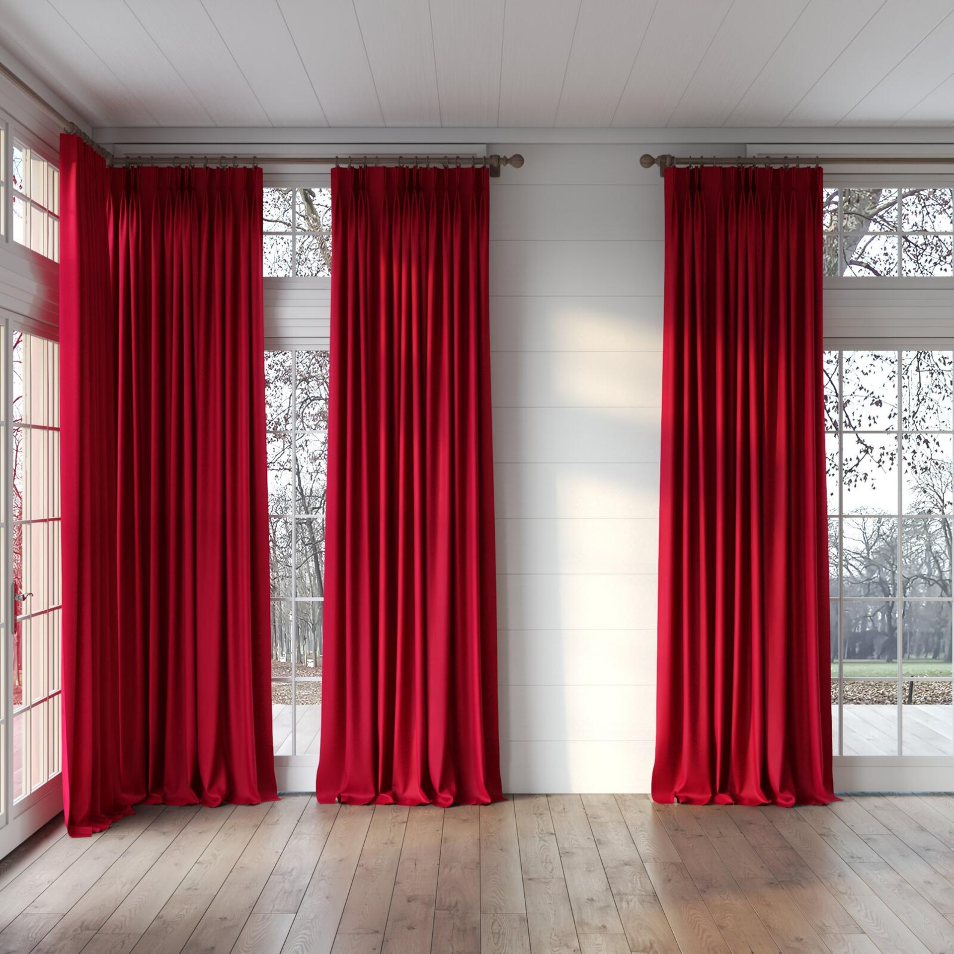 Full view of Lexicon Claret, puddled, on curtain rod