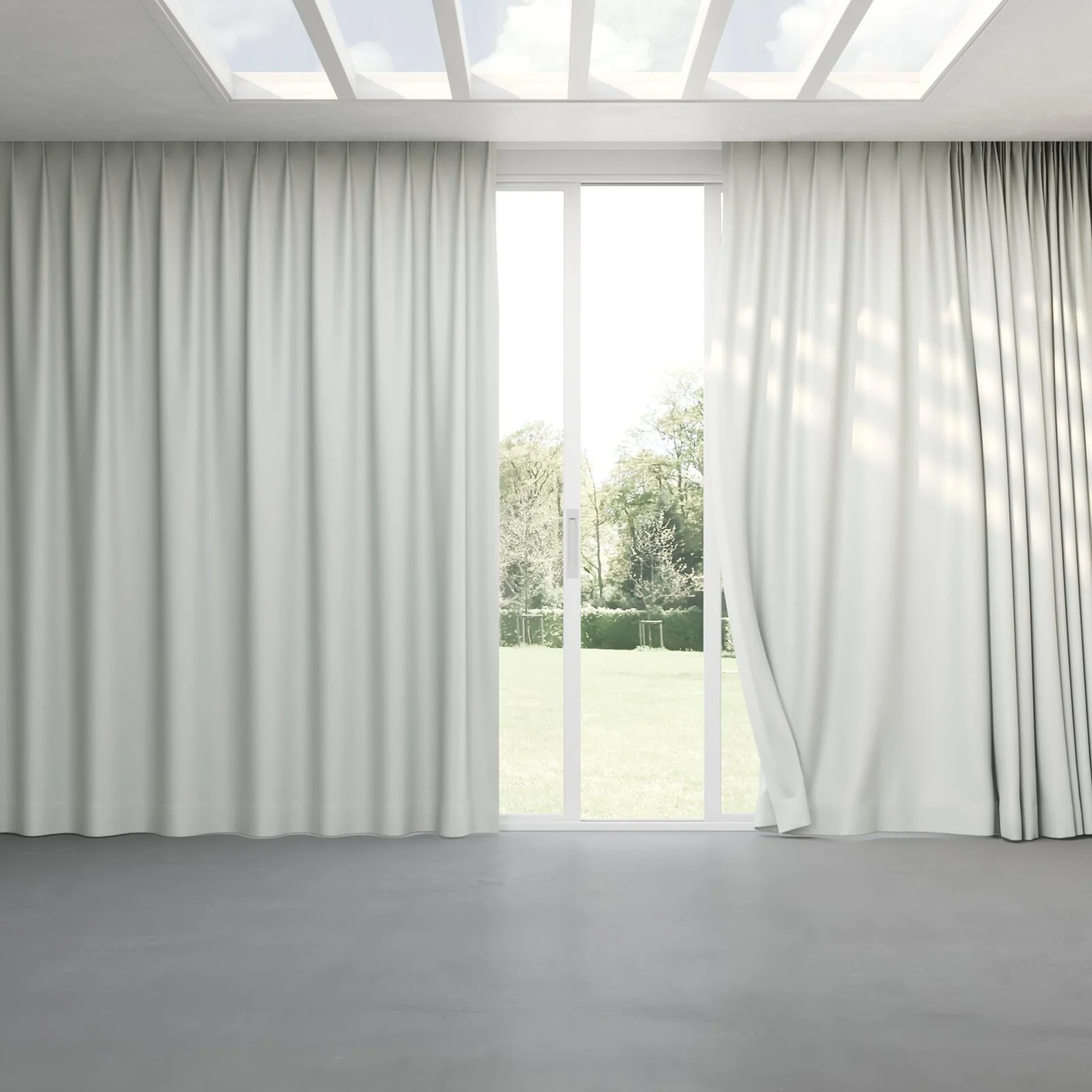 Full view of Kidglove Limestone, pinch pleat