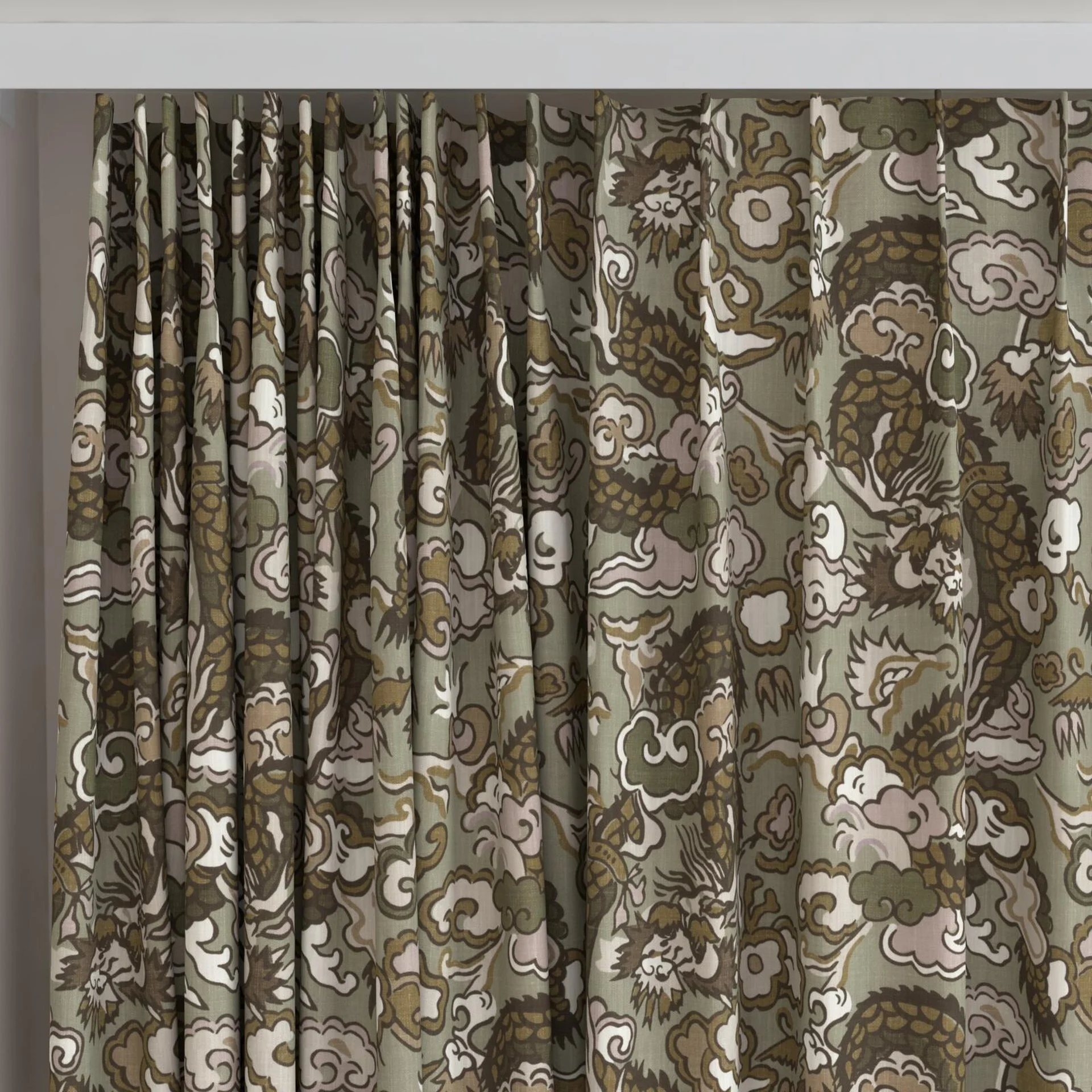 Top view of Komodo Dragon Bamboo, on curtain rail