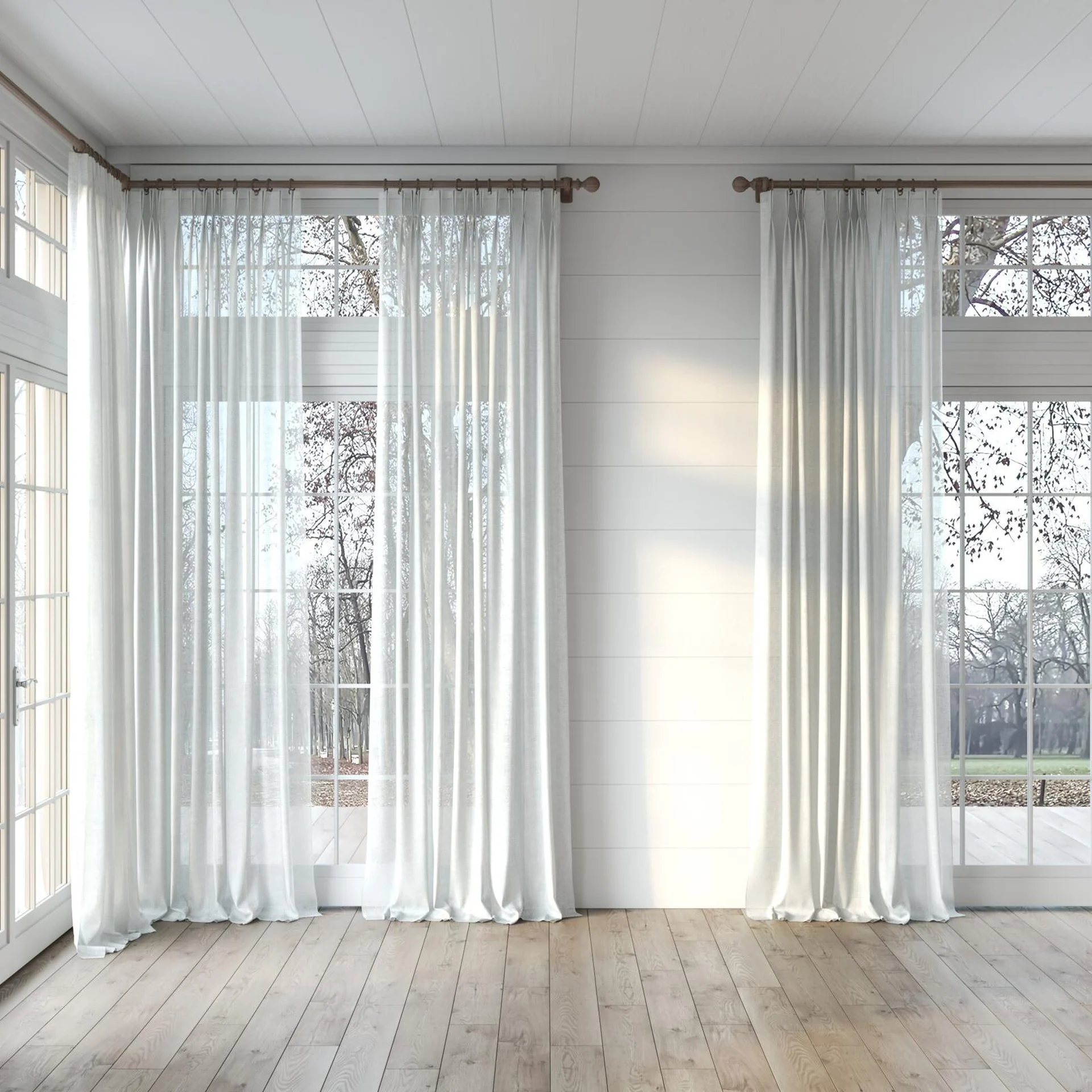 Full view of Statement Frost, puddled, on curtain rod