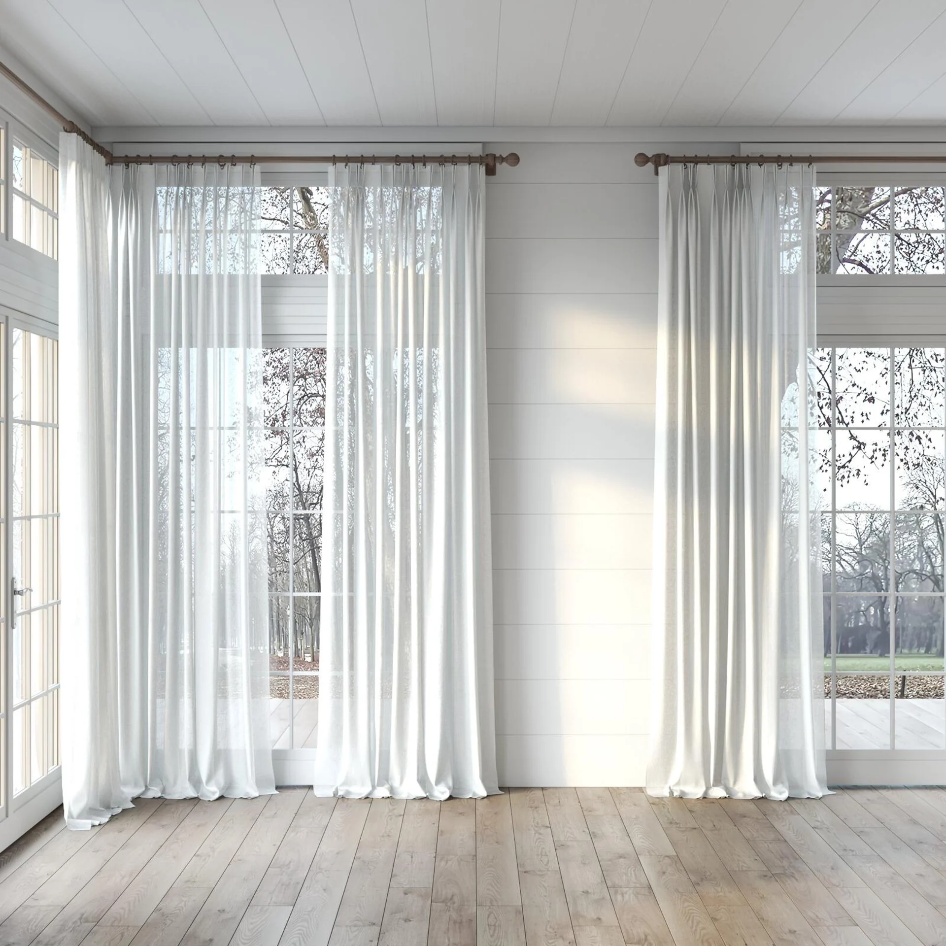 Full view of Laconia Air Cloud, puddled, on curtain rod