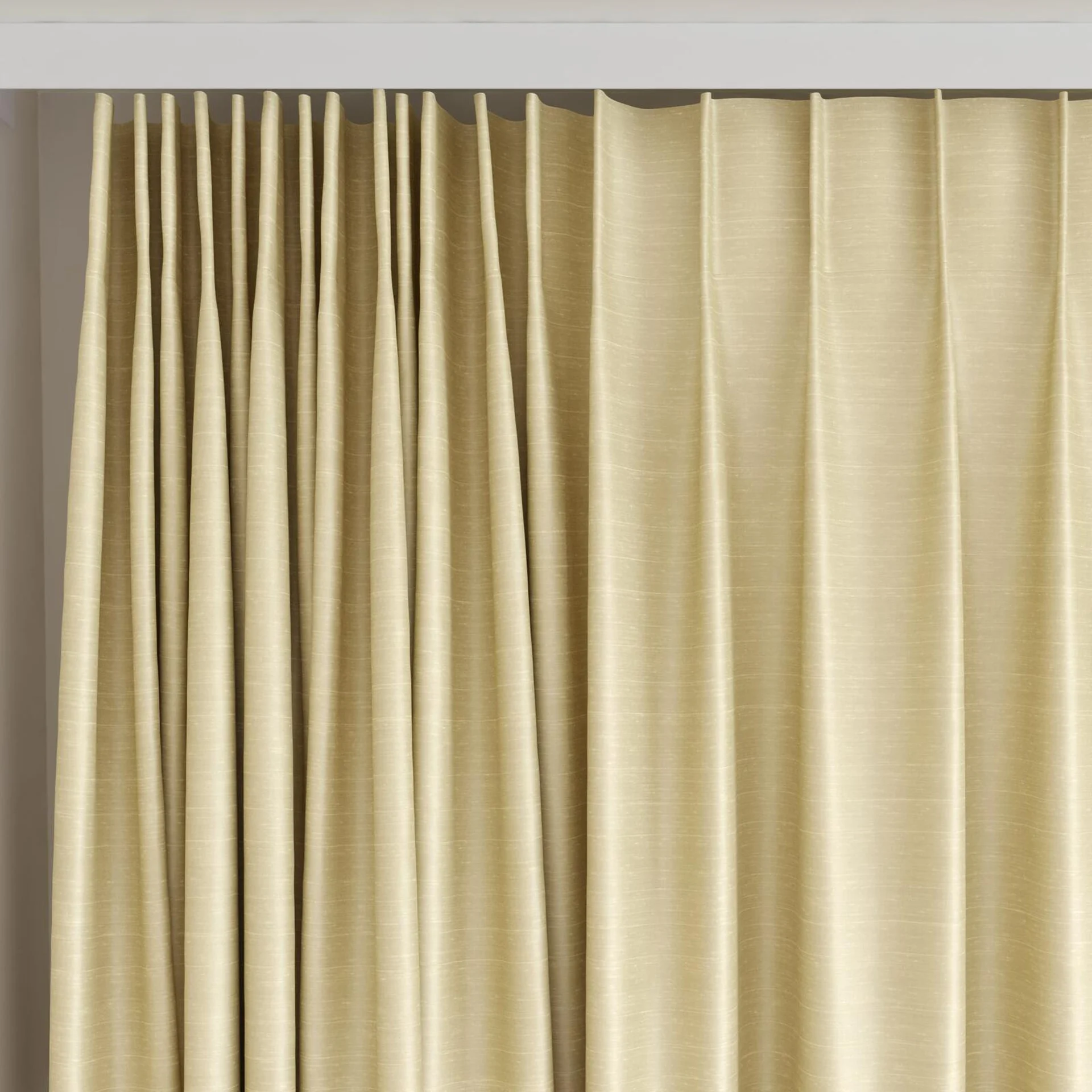 Top view of Silky Raffia, on curtain rail