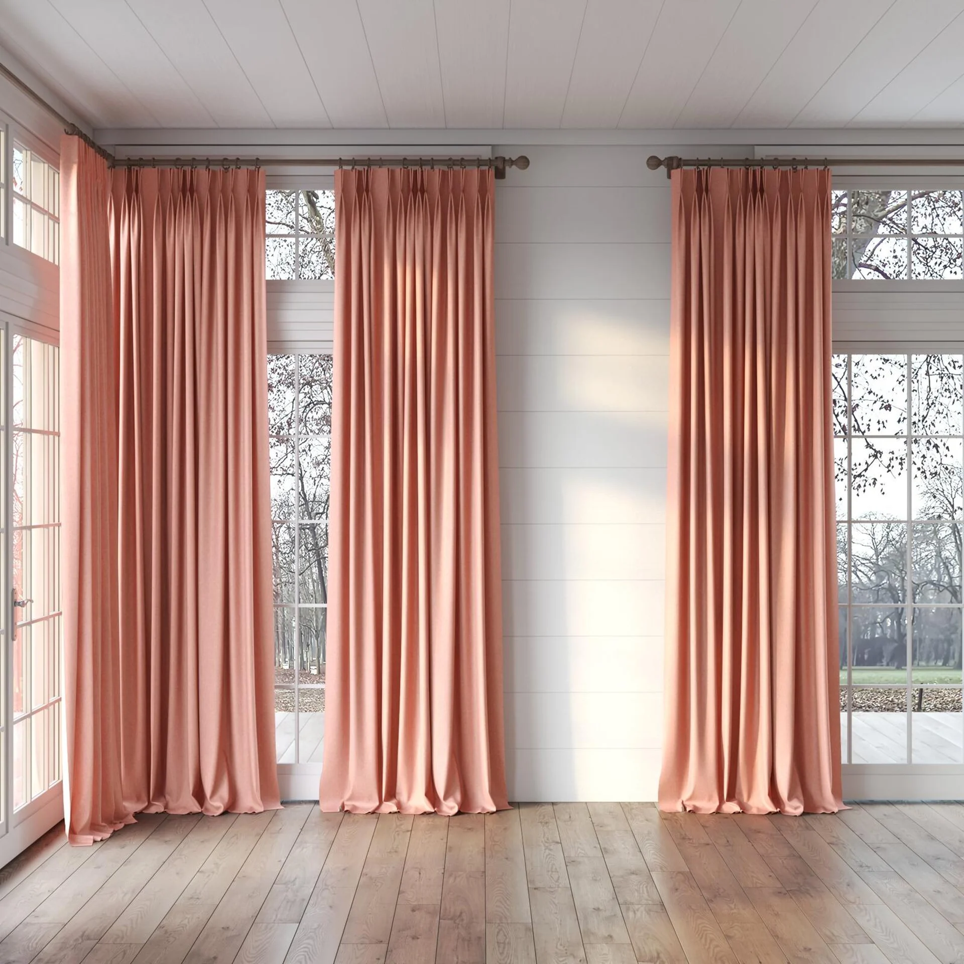 Full view of Hometown Brick, puddled, on curtain rod
