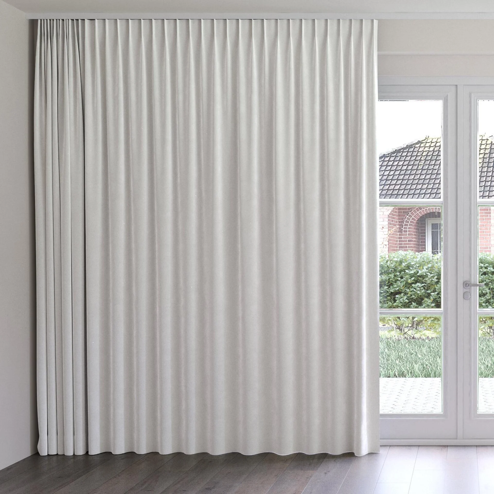 Front view of Geneva Dove, on curtain rail