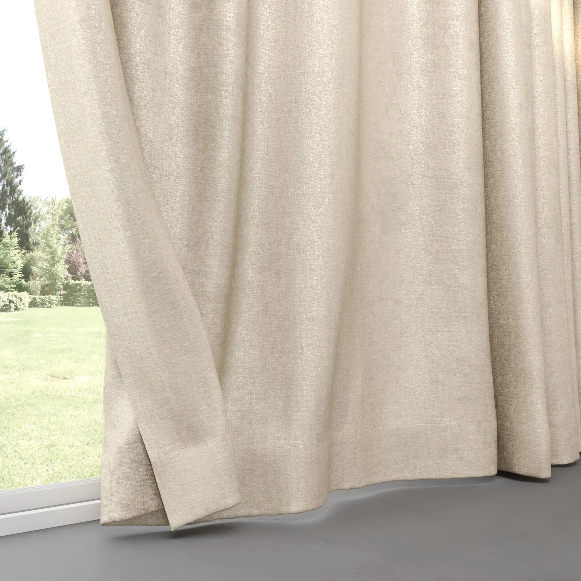 Bottom view of Hug Marzipan, pinch pleat