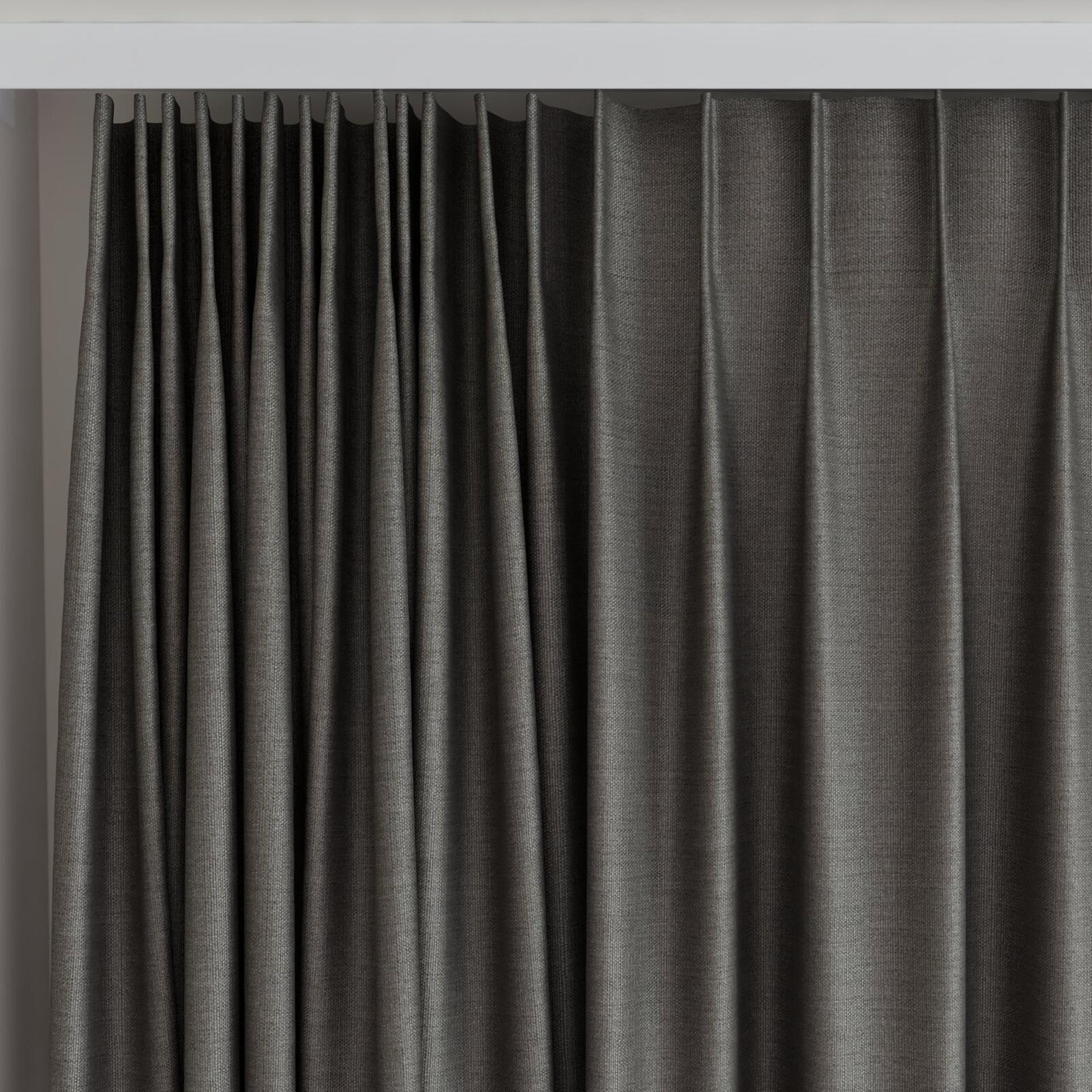 Top view of Linex Pewter, on curtain rail