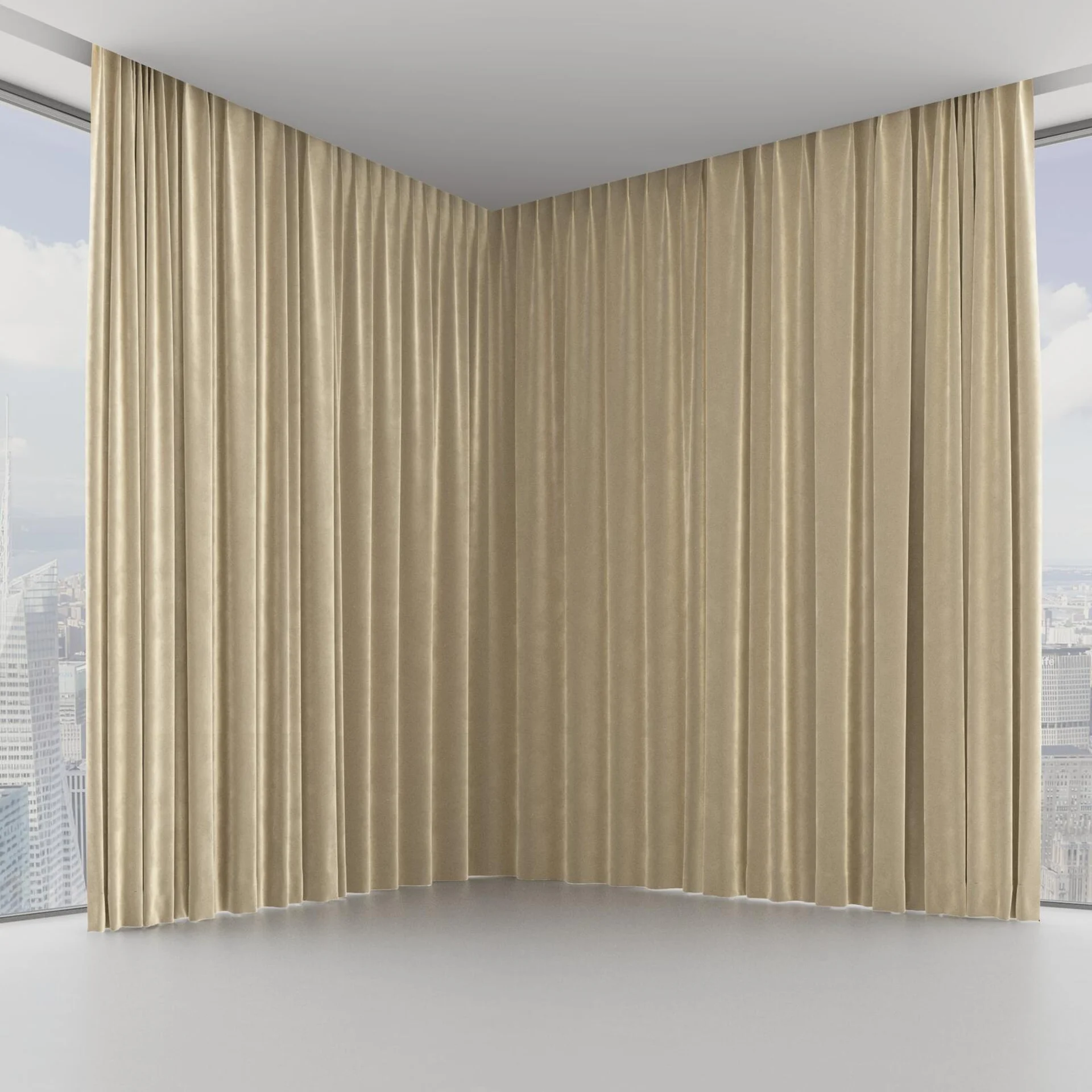 Front view of Velvelux Caramel, on hidden rail