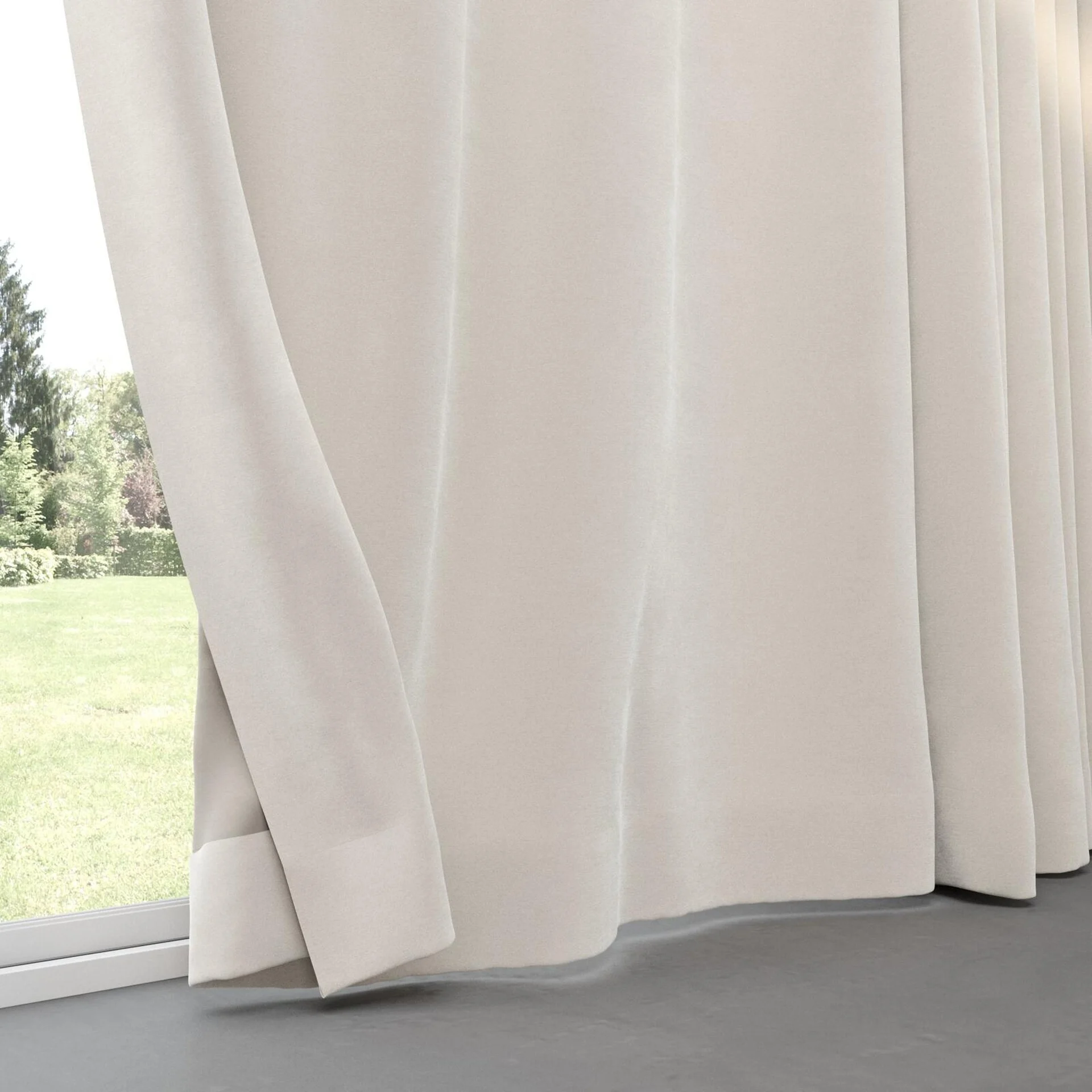 Bottom view of Moon Natural, pinch pleat