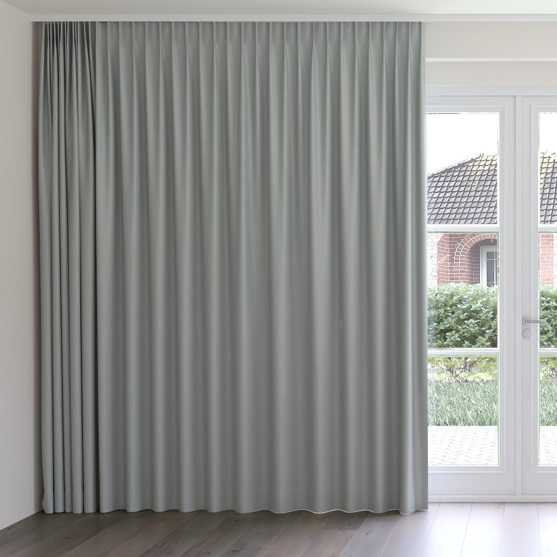 Front view of Infinite Seafoam, on curtain rail