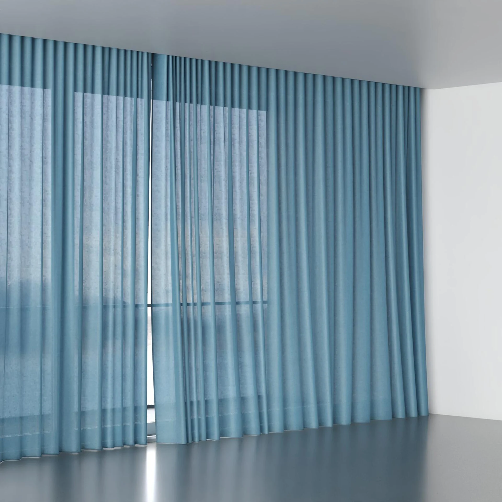 Full view of Flo II Aqua, wave pleat