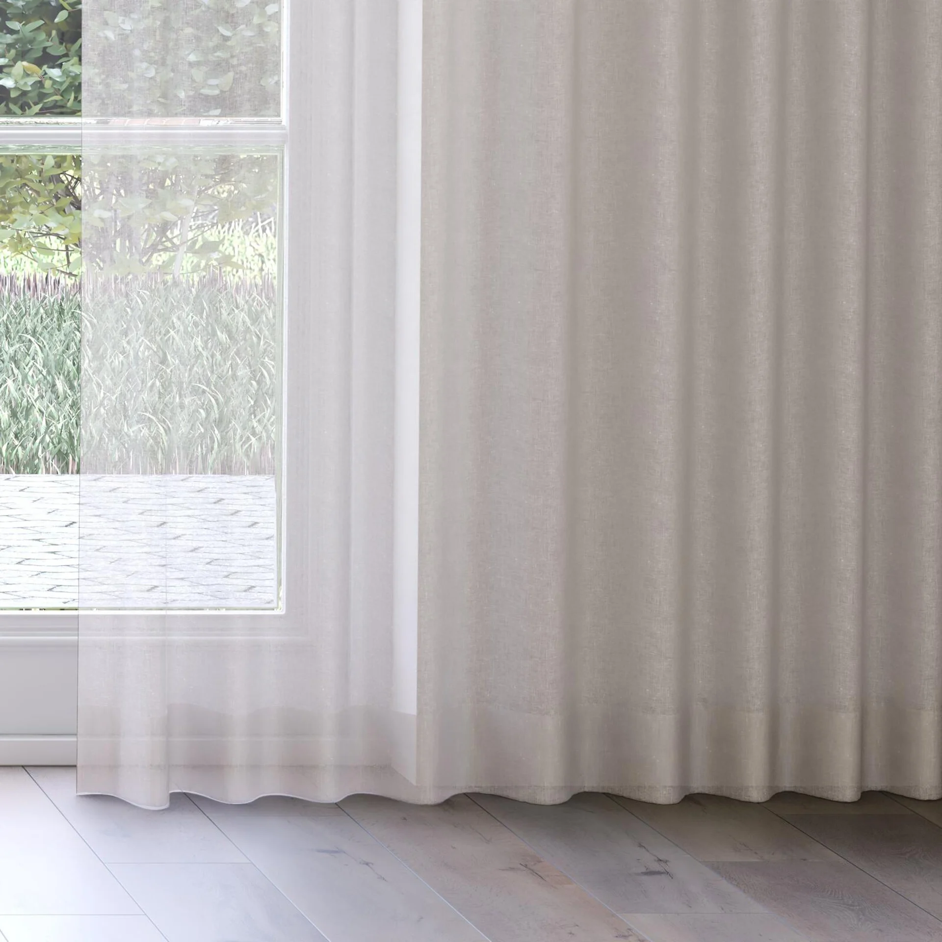 Bottom view of Kanji Shell, on curtain rail