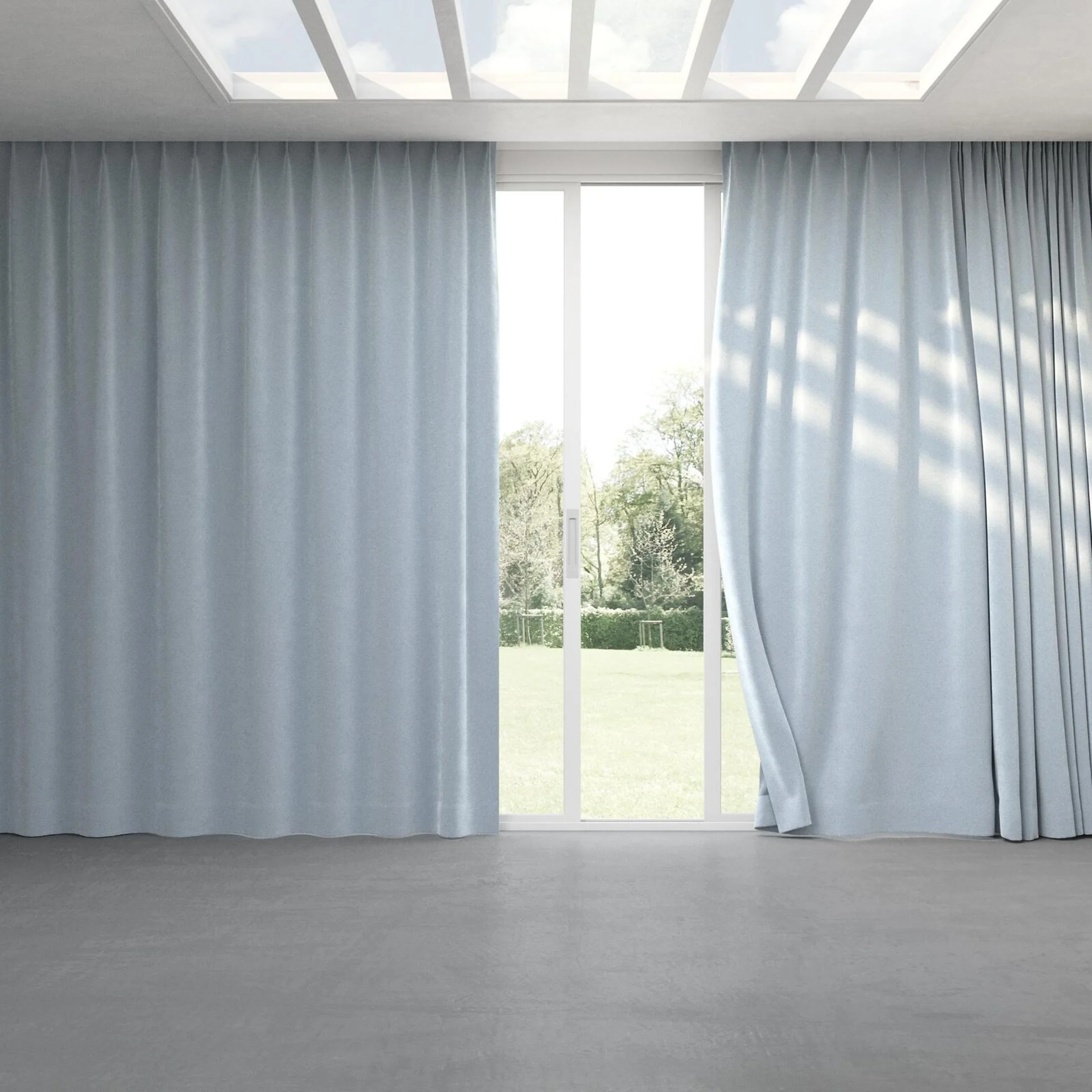 Full view of Moon Sky, pinch pleat