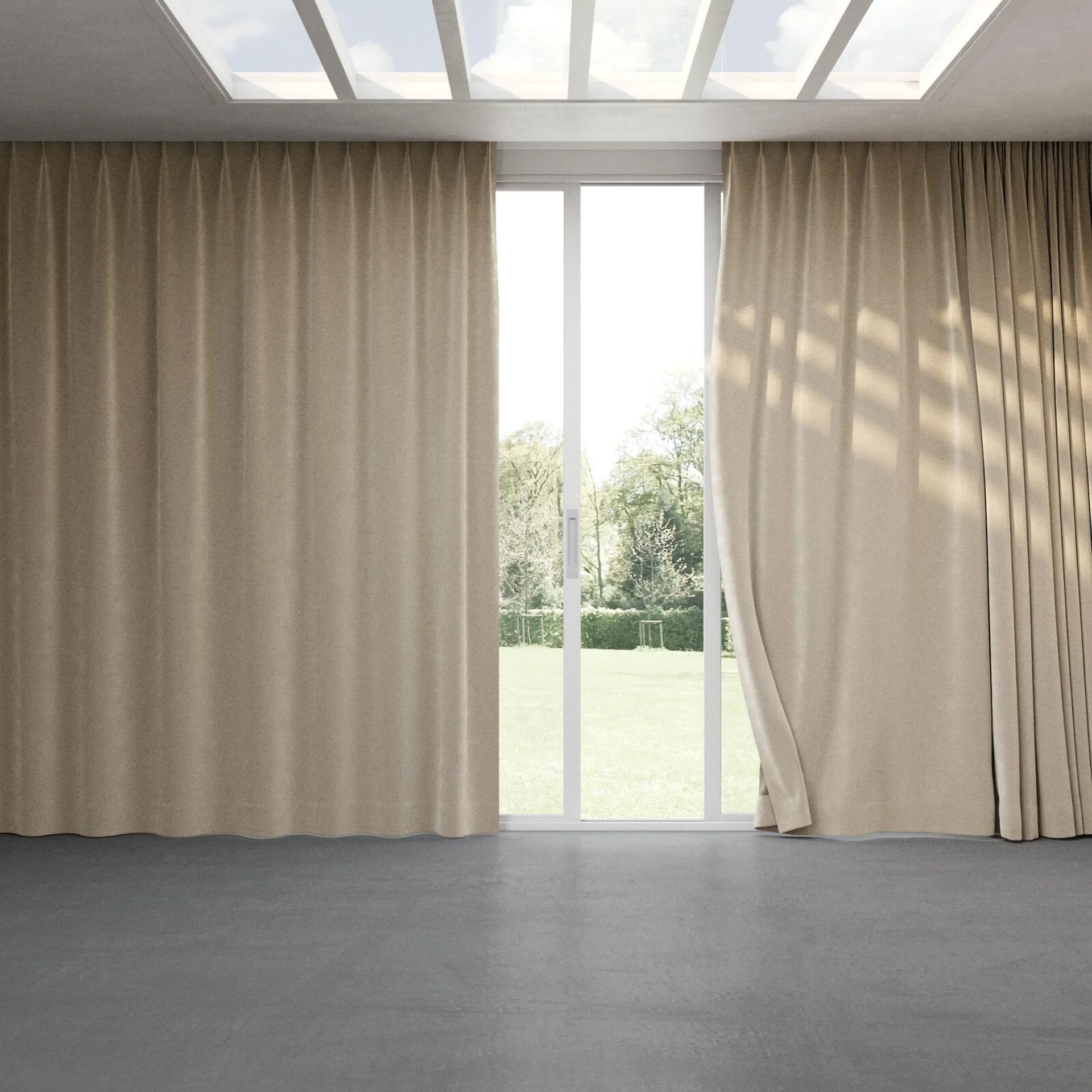 Full view of Geneva Funghi, pinch pleat