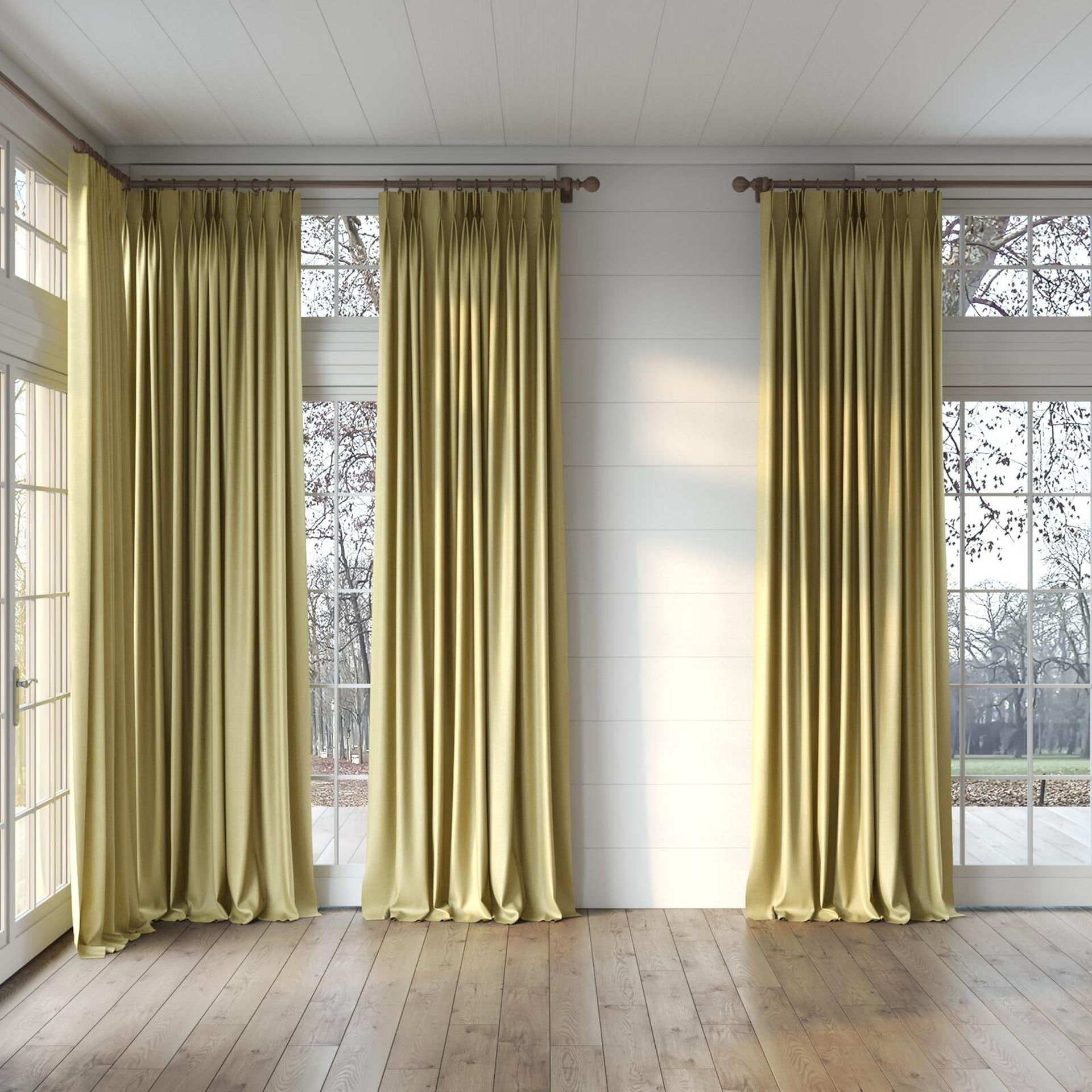 Full view of Bronco Tea, puddled, on curtain rod