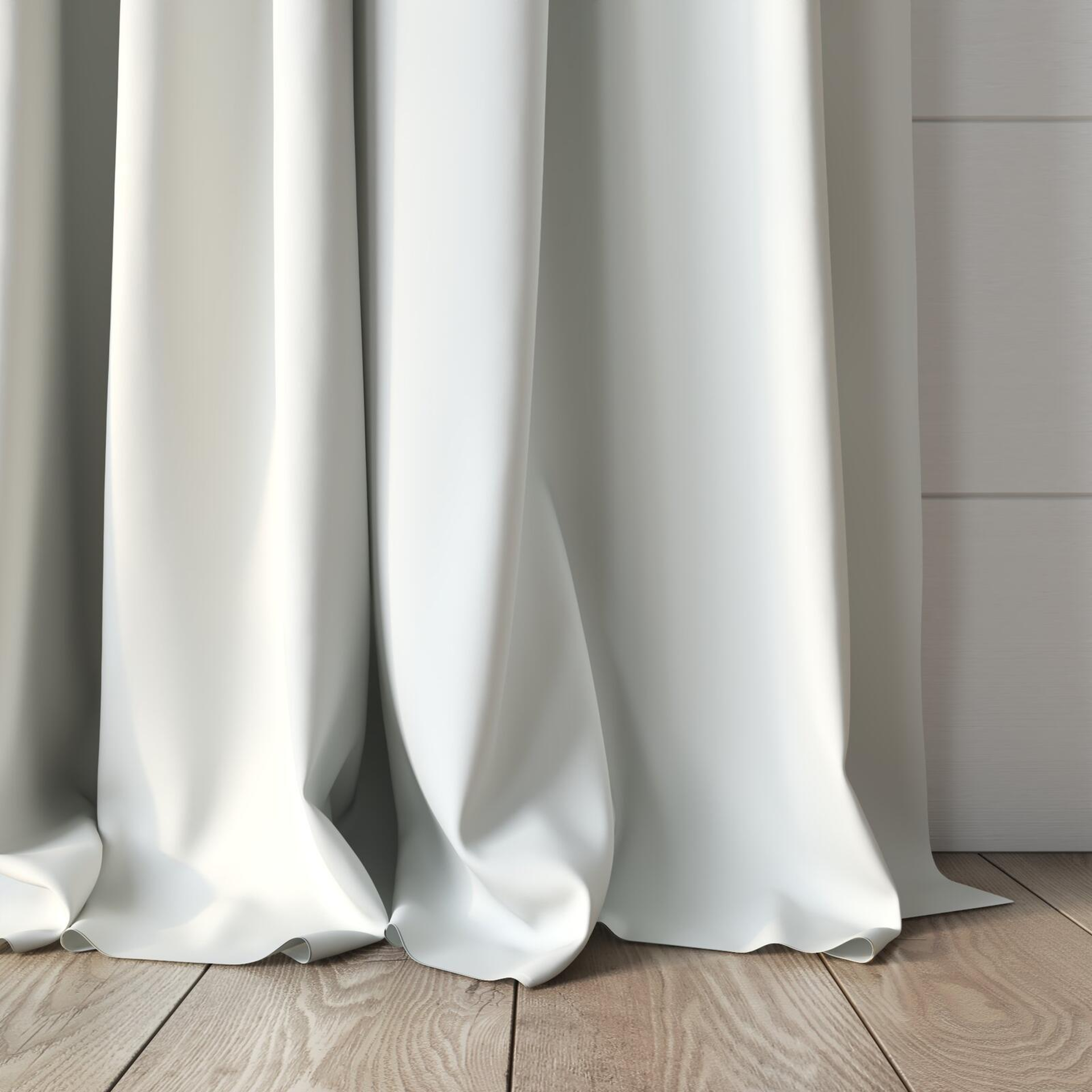 Bottom view of Vela Swan, puddled, on curtain rod
